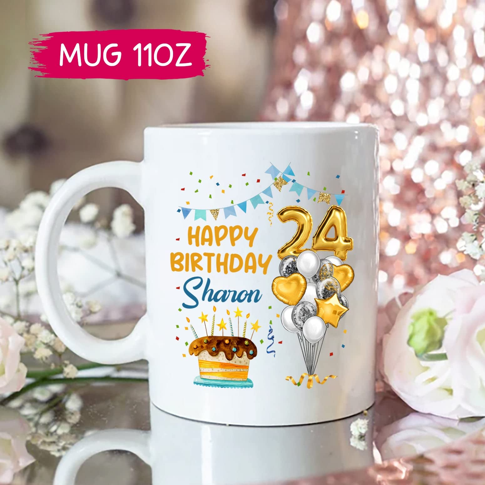 **Personalized Happy Birthday Coffee Mug - Custom Name 11oz & 15oz Porcelain Cup - Unique Birthday Gift for Women, Men, Friends - Perfect for Celebrations, Office, Home & Party Decor**