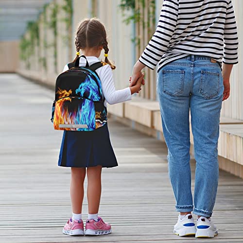 Fiery Dragons Toddler Backpack with Safety Leash - Blue & Red Kids School Bag for Boys & Girls | Preschool, Kindergarten, Travel & Nursery Essentials with Reflective Stripes & Chest Clip