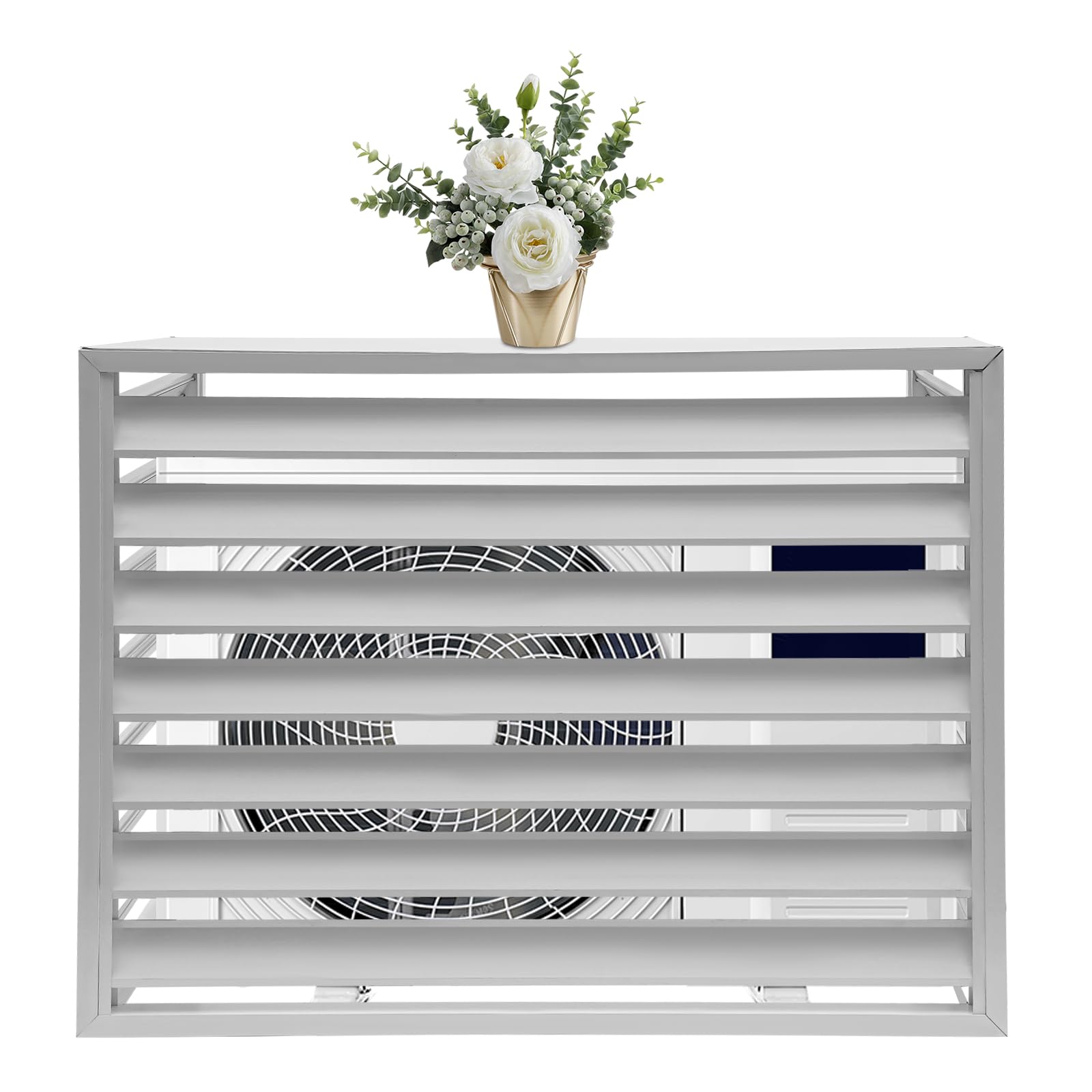 White Metal Air Conditioner Fence Screen for Outdoor AC Units - 43.31