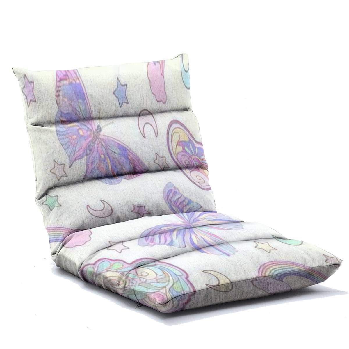 Adjustable Floor Lounger Chair with Memory Foam - Traditional Japanese Motif Design (Butterflies & Hearts) - Foldable Floor Sofa for Adults - Perfect for Home, Office, Reading, Watching TV & Gaming