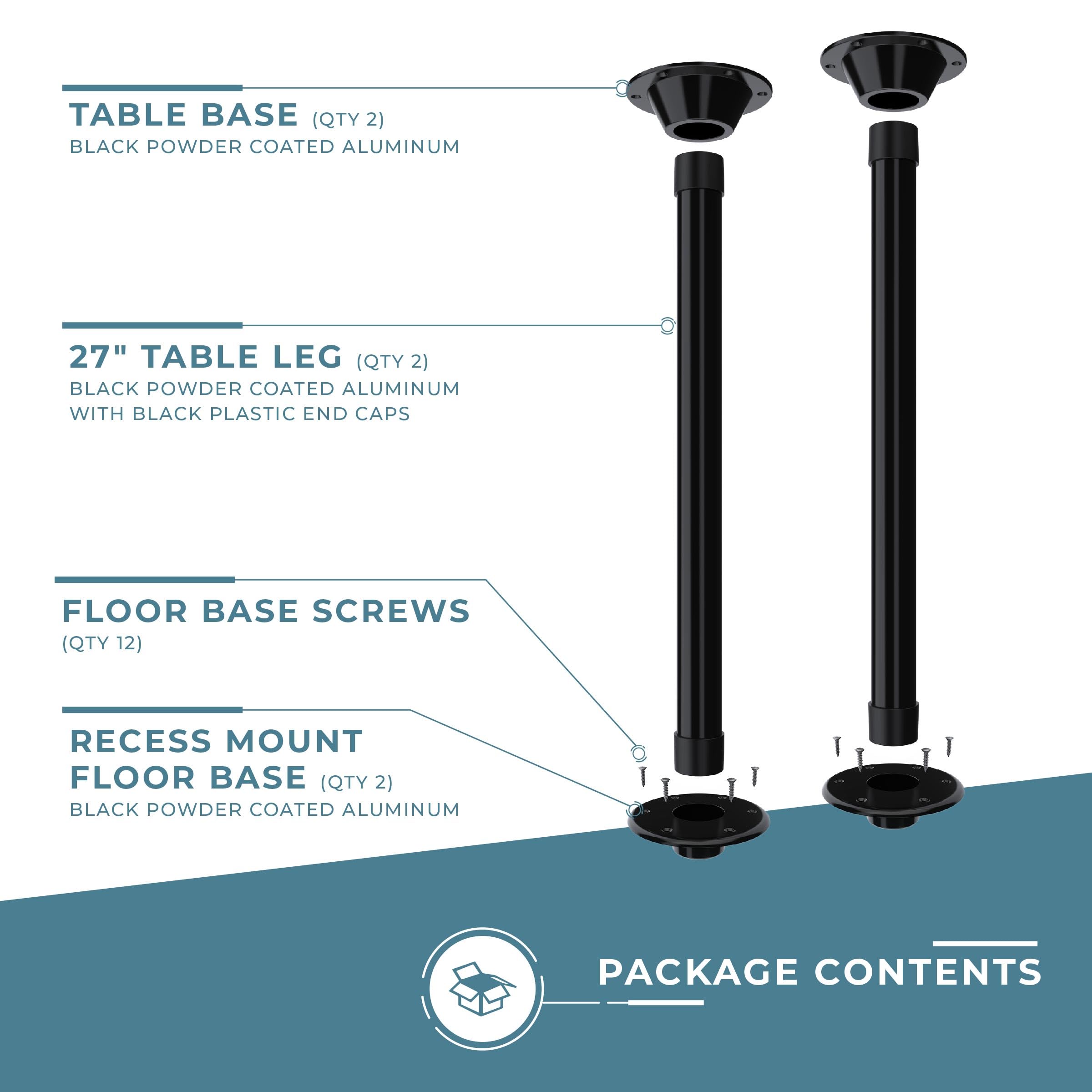 Manufacturers' Select ITC RV or Boat Table Leg System - 2 Complete SurFit 27