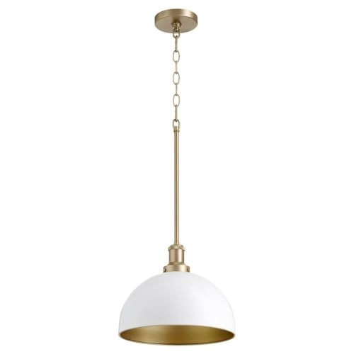 876-0880 Transitional One Light Pendant in Brass - Antique Finish | Vintage Style Ceiling Light Fixture for Dining Room, Kitchen Island & Entryway Lighting