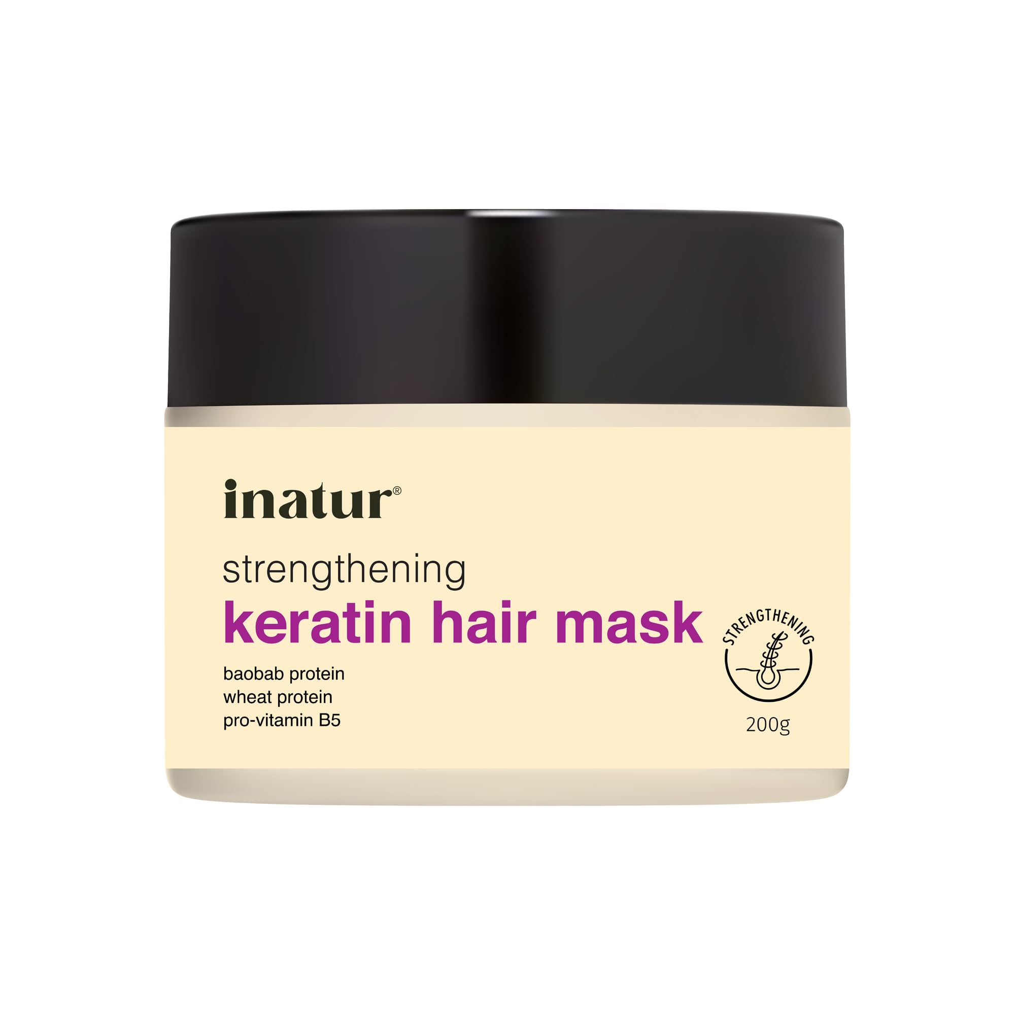 Inatur Keratin Hair Mask for Damaged Hair - Nutri-Repair Treatment to Strengthen & Smooth, Safe for Color-Treated Hair (200g) - Perfect for Post-Color Care & Daily Hair Repair Routine