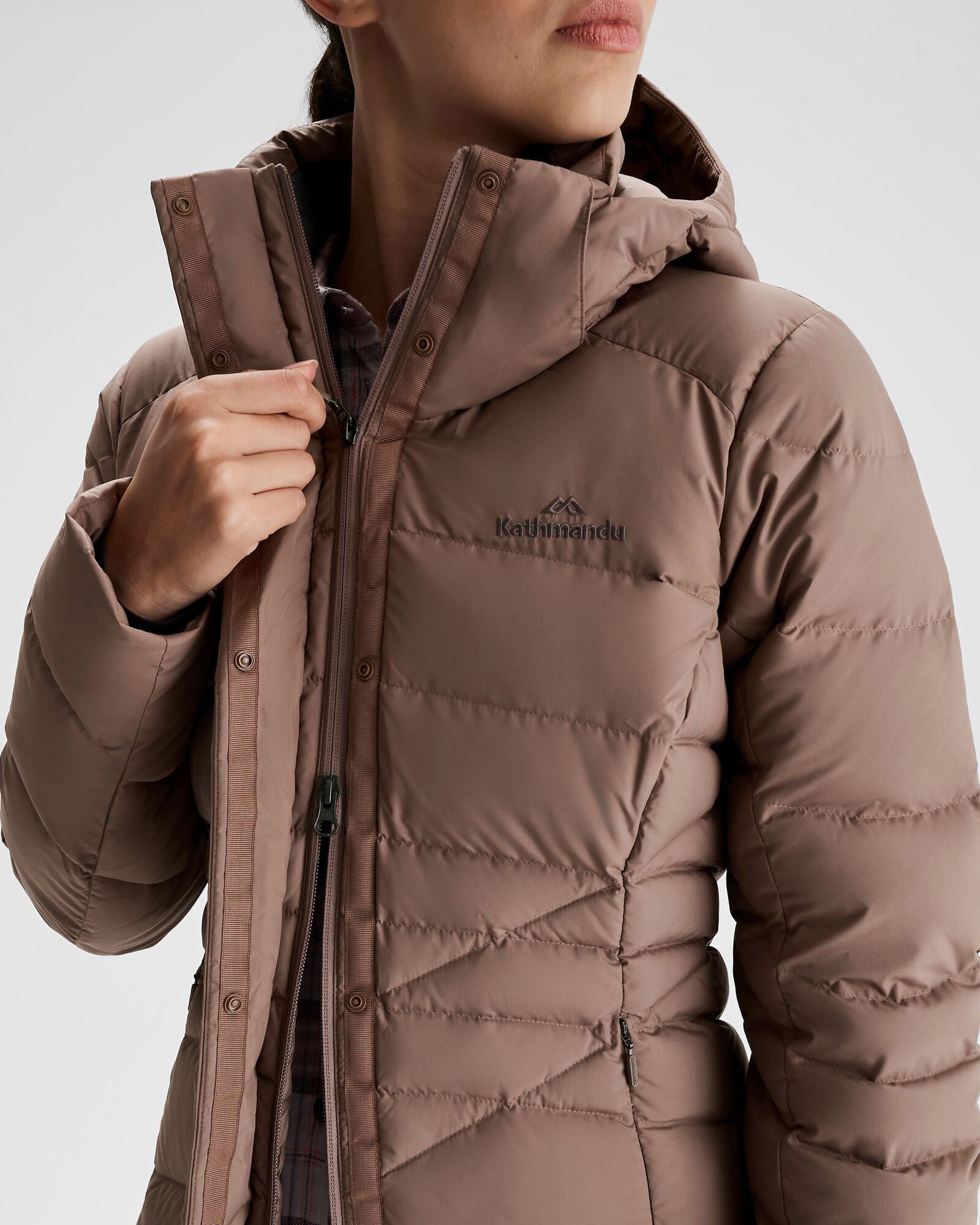 Women's Winterburn Down Parka Jacket - Taupe Color, Waterproof & Windproof, Warm Winter Coat for Outdoor Activities, Skiing, and Hiking