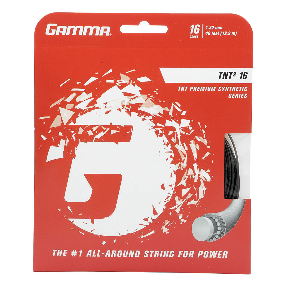Gamma TNT2 16/1.32 Tennis String (Black) - Premium Tennis Racket String for Power & Control - Perfect for Competitive Play & Recreational Tennis