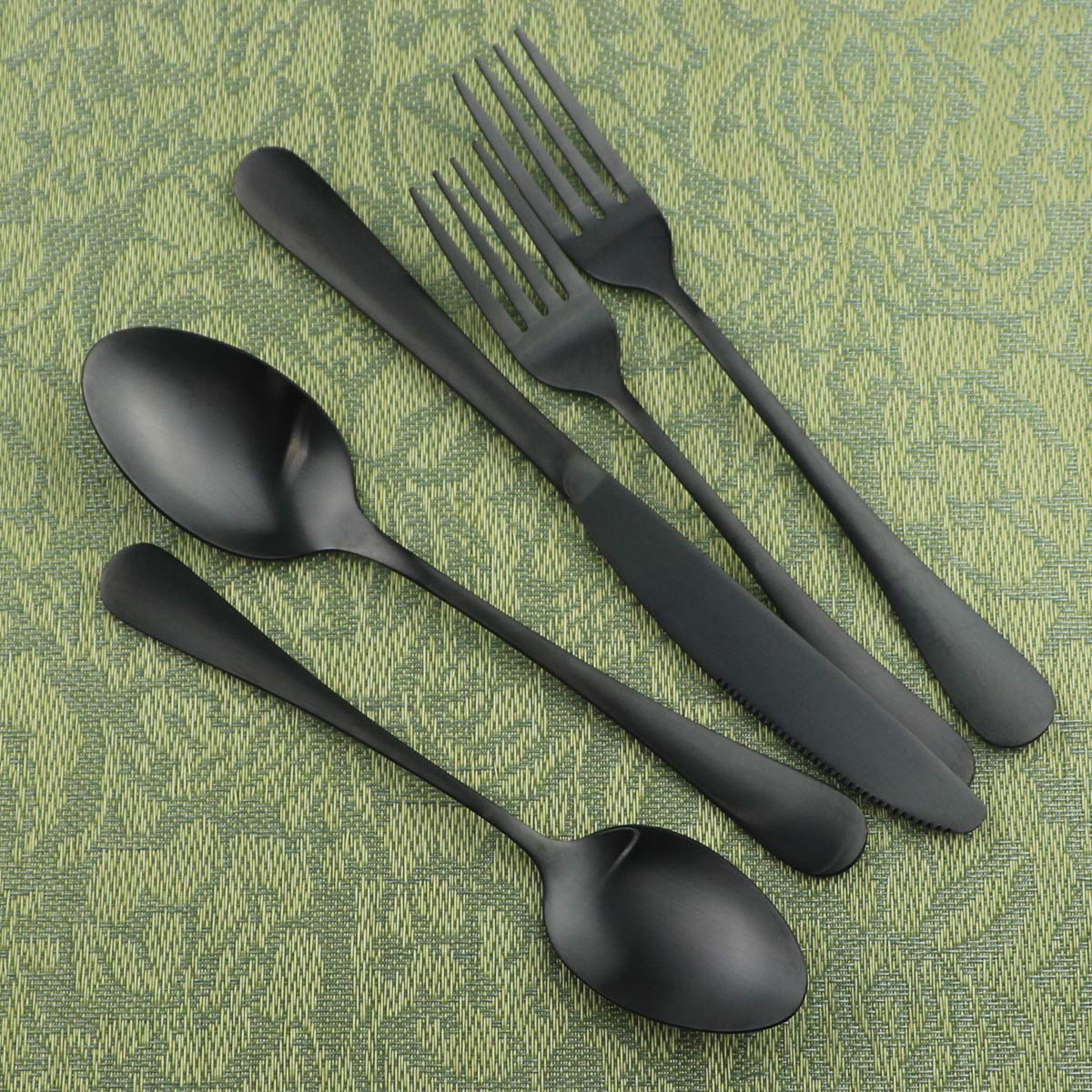 20-Piece Matte Black Stainless Steel Flatware Set - Satin Finish Silverware for 4 - Durable Kitchen & Dining Utensils - Dishwasher Safe Cutlery Set for Home, Restaurant & Party Use - Perfect for Everyday Meals, Dinner Parties & Special Occasions