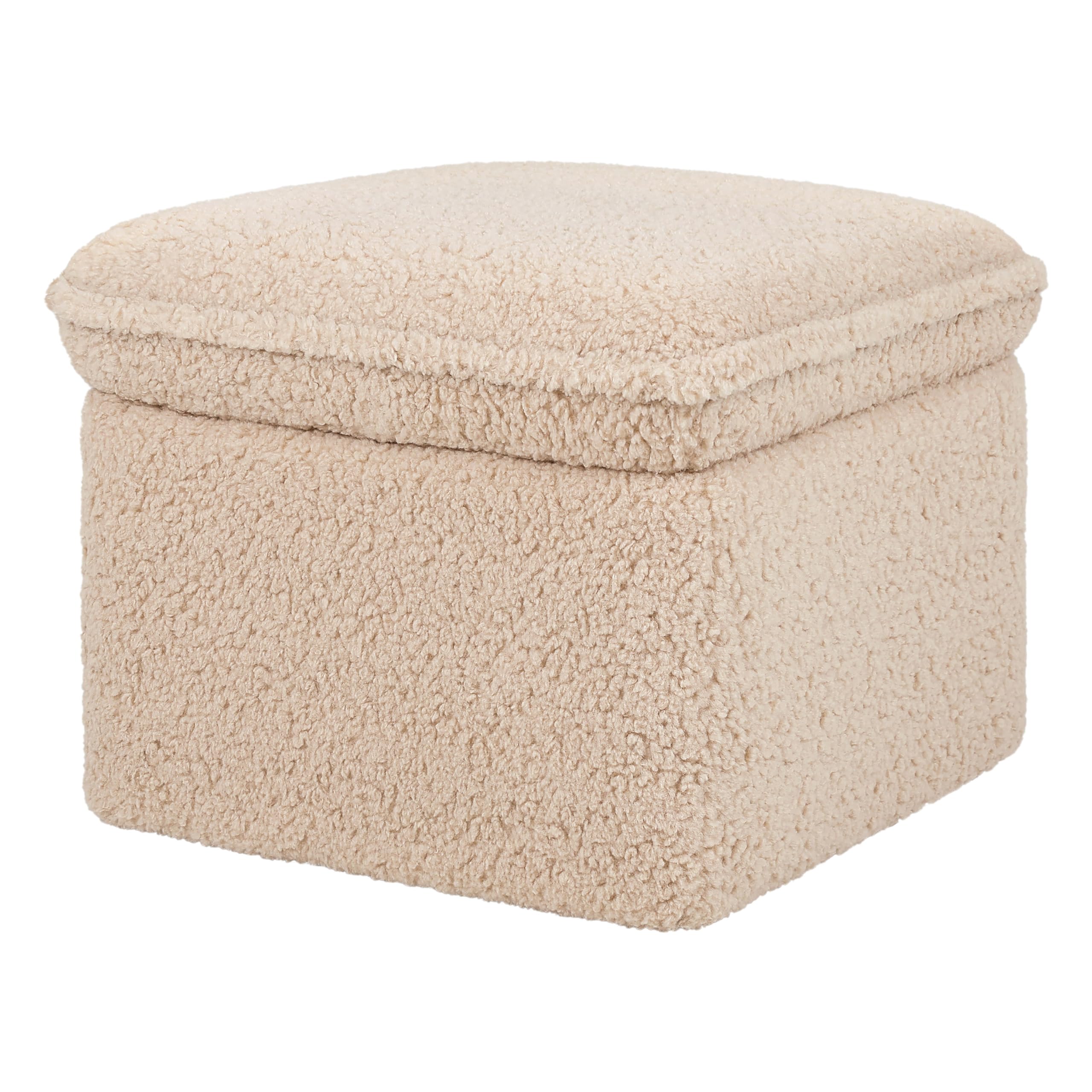 Babyletto Cali Storage Ottoman in Chai Shearling - Greenguard Gold Certified Nursery Furniture for Baby Room Organization & Playroom Seating