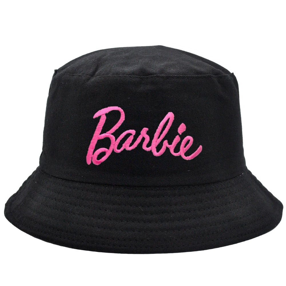 Barbie Letter Macaron Double-Sided Fisherman Hat - Y2K Embroidery Cap for Women & Couples | Casual Sunshade Visor for Beach, Outdoor & Fashion
