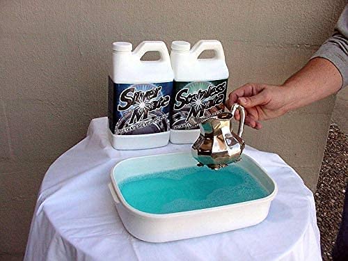 Premium Liquid Silver & Gold Cleaner - Fast-Acting Tarnish Remover for Sterling Silver Jewelry, Coins & Tableware | Gentle, Reusable & Eco-Friendly Polish | Commercial Grade 2 Gallon for Home & Professional Use