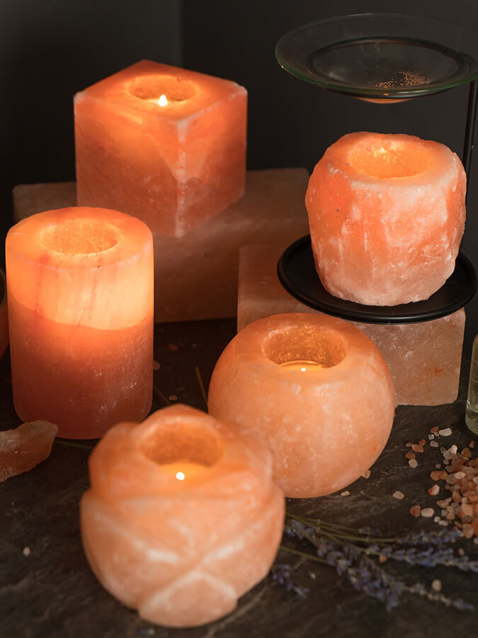 Himalayan Salt Tealight Candle Holder - Square Yoga Studio Decor for Meditation, Relaxation & Home Spa Ambiance