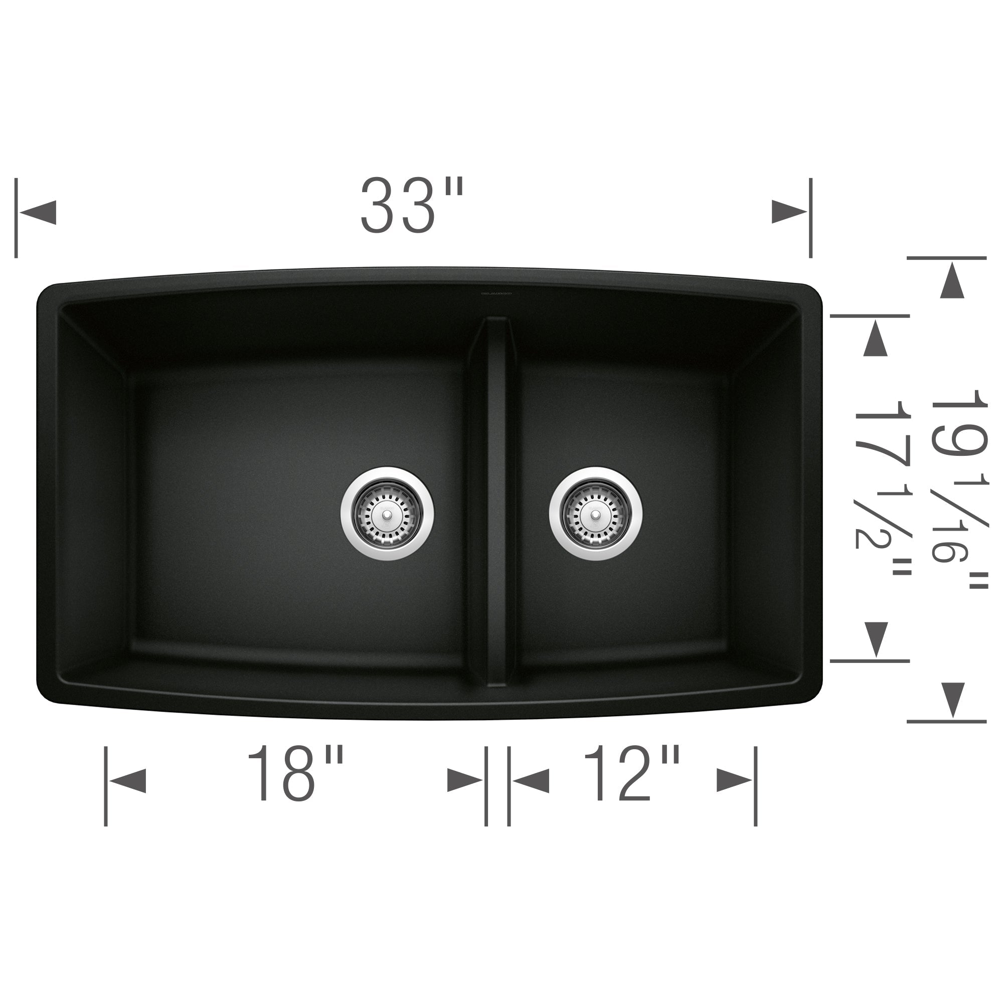 BLANCO Performa 32 SILGRANIT Low Divide Double Bowl Kitchen Sink - Premium Stainless Steel Composite Sink for Modern Kitchens | Perfect for Cooking, Cleaning & Entertaining