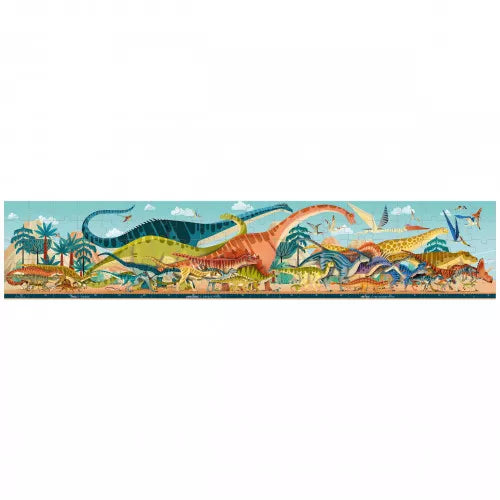 Janod Panoramic Dinosaur Puzzle - 100 Piece Educational Jigsaw Puzzle for Kids Ages 6+ | Perfect for Family Game Night & Learning Activities
