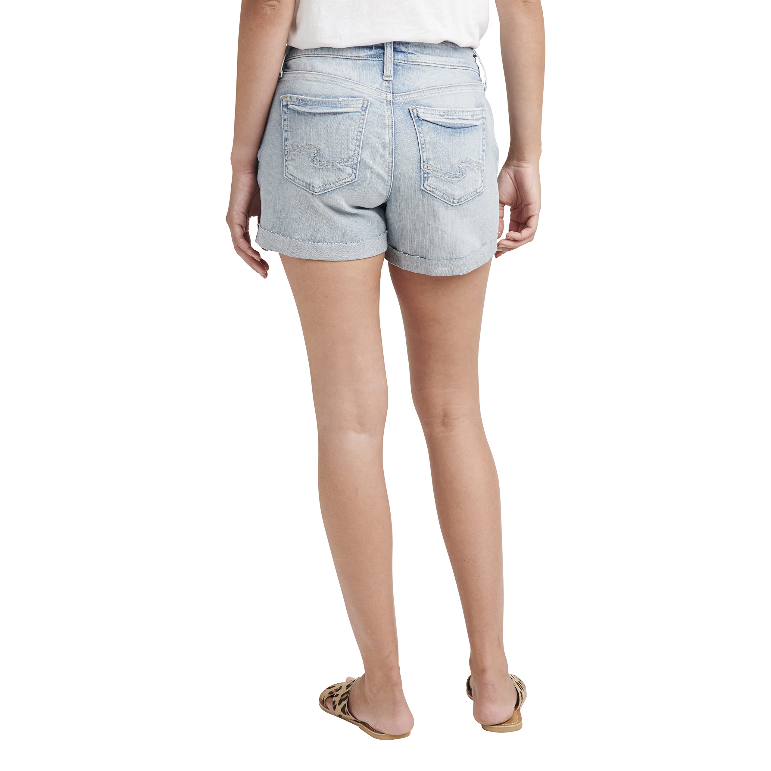 Silver Jeans Co. Women's Suki Mid Rise Curvy Fit Denim Shorts - Comfortable Stretch Jeans for Plus Size & Curvy Women | Perfect for Casual Wear, Summer Outfits & Everyday Style