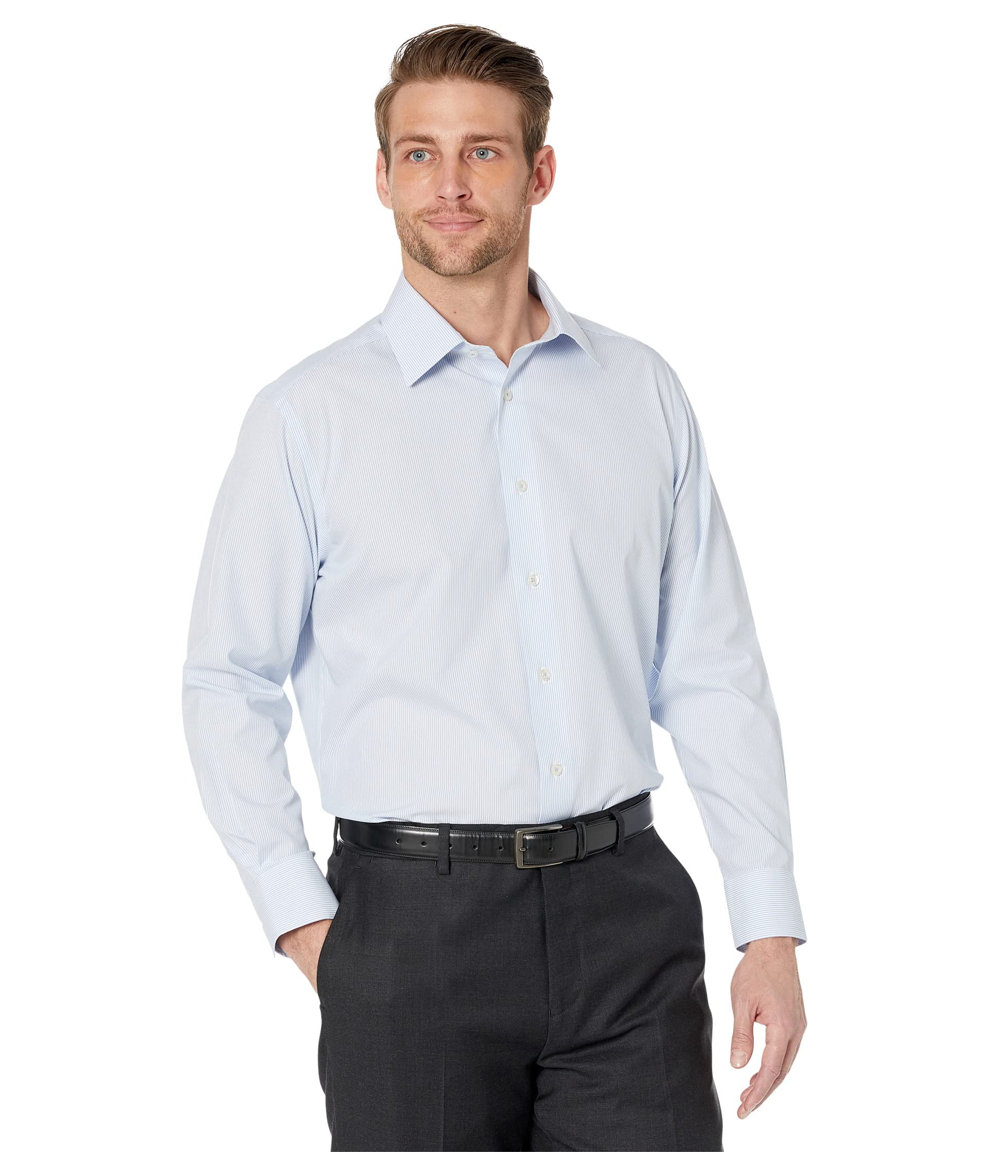 David Donahue Trim Fit Signature Dress Shirt for Men - Premium Slim Fit Formal Shirt for Business & Office Wear - Perfect for Weddings, Interviews & Professional Occasions