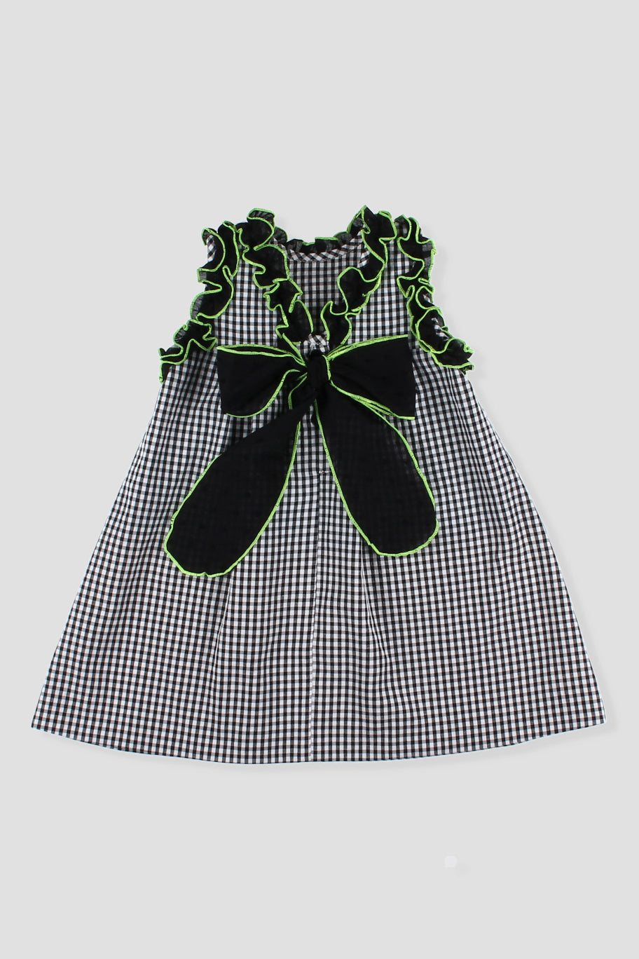Roxie Black Gingham & Neon Lime Dress - Stylish Women's Summer Dress for Parties, Beach Vacations & Date Nights