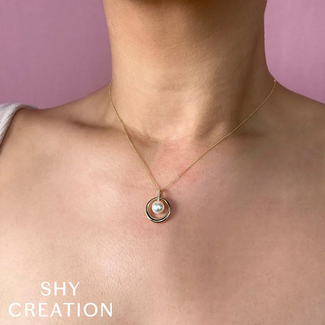 18K Gold Pearl & Diamond Pendant Necklace for Women - Elegant Jewelry Gift for Anniversary, Birthday & Special Occasions