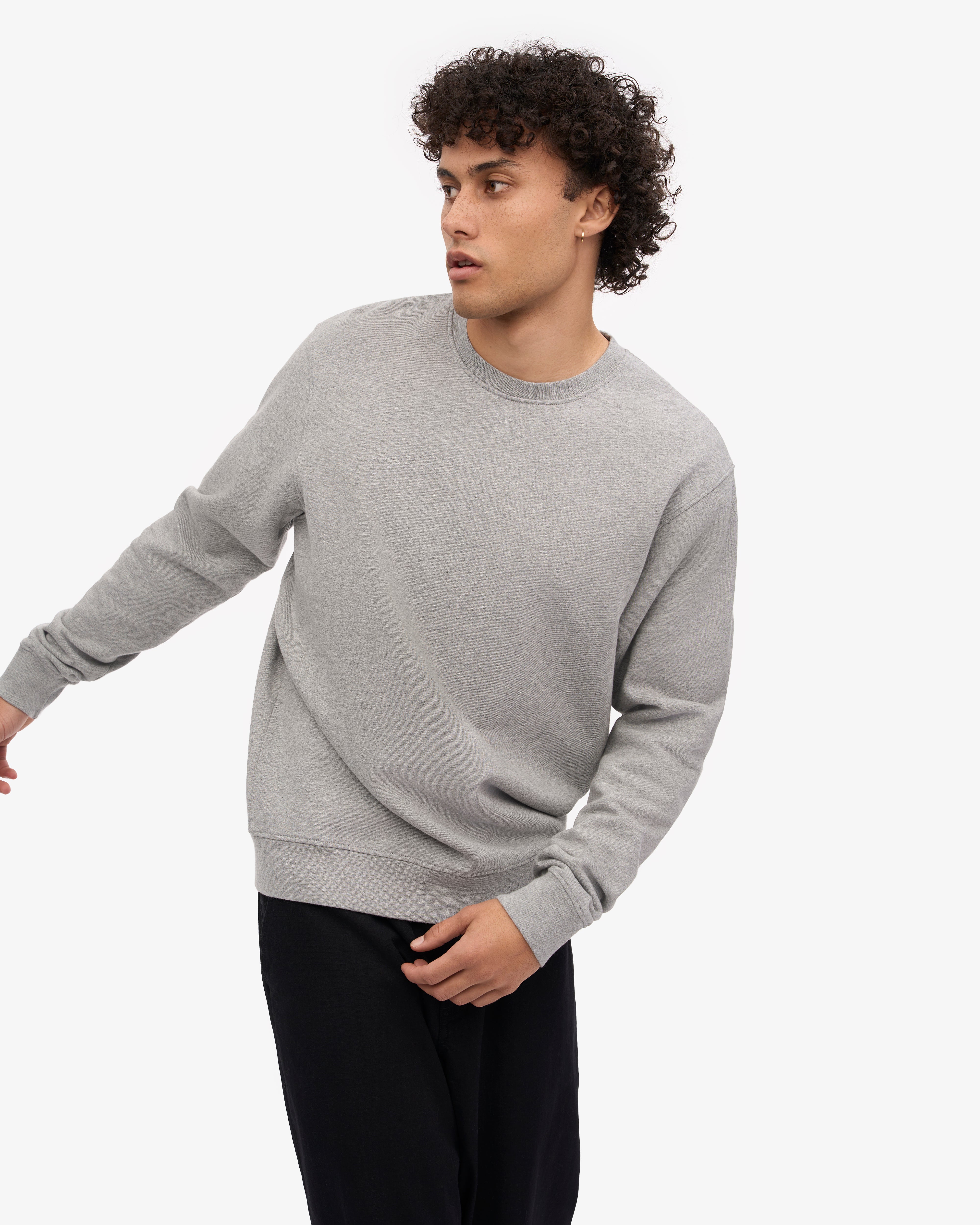 Classic Organic Cotton Crew Neck T-Shirt for Men - Heather Grey - Soft, Breathable & Eco-Friendly - Perfect for Casual Wear, Layering & Everyday Comfort