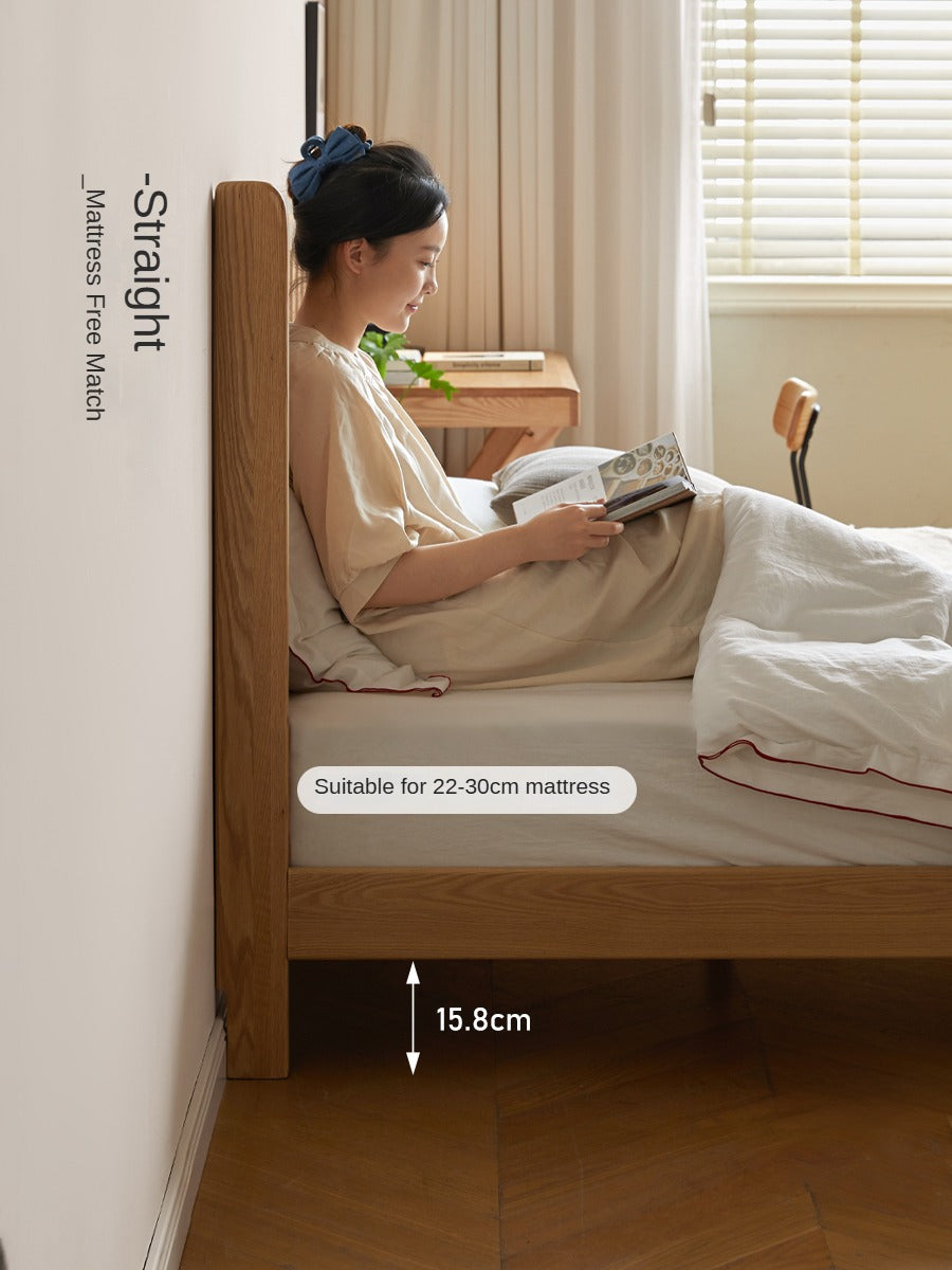 Solid Oak Wood Grille Bed - Small Soft Bed Frame for Cozy Bedrooms | Perfect for Kids Rooms, Guest Rooms & Small Spaces