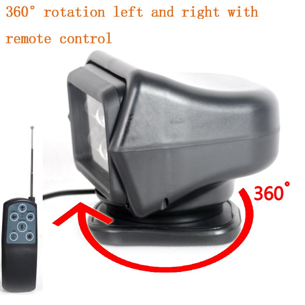 7 Inch 60W 360° Rotating LED Work Light with Remote Control - 9-32V Waterproof Flood Light for Offroad, SUV, ATV, 4WD Truck & Boat - Perfect for Driving, Fog Lights & Emergency Lighting
