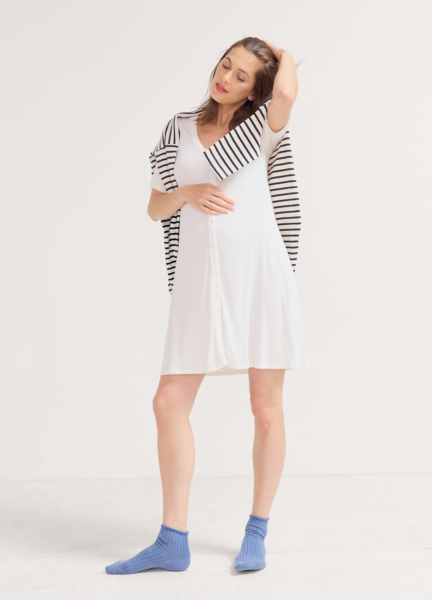 Softest Ribbed Nursing Mini Dress for Breastfeeding Moms - Comfortable Maternity Dress for Nursing, Lounging & Everyday Wear