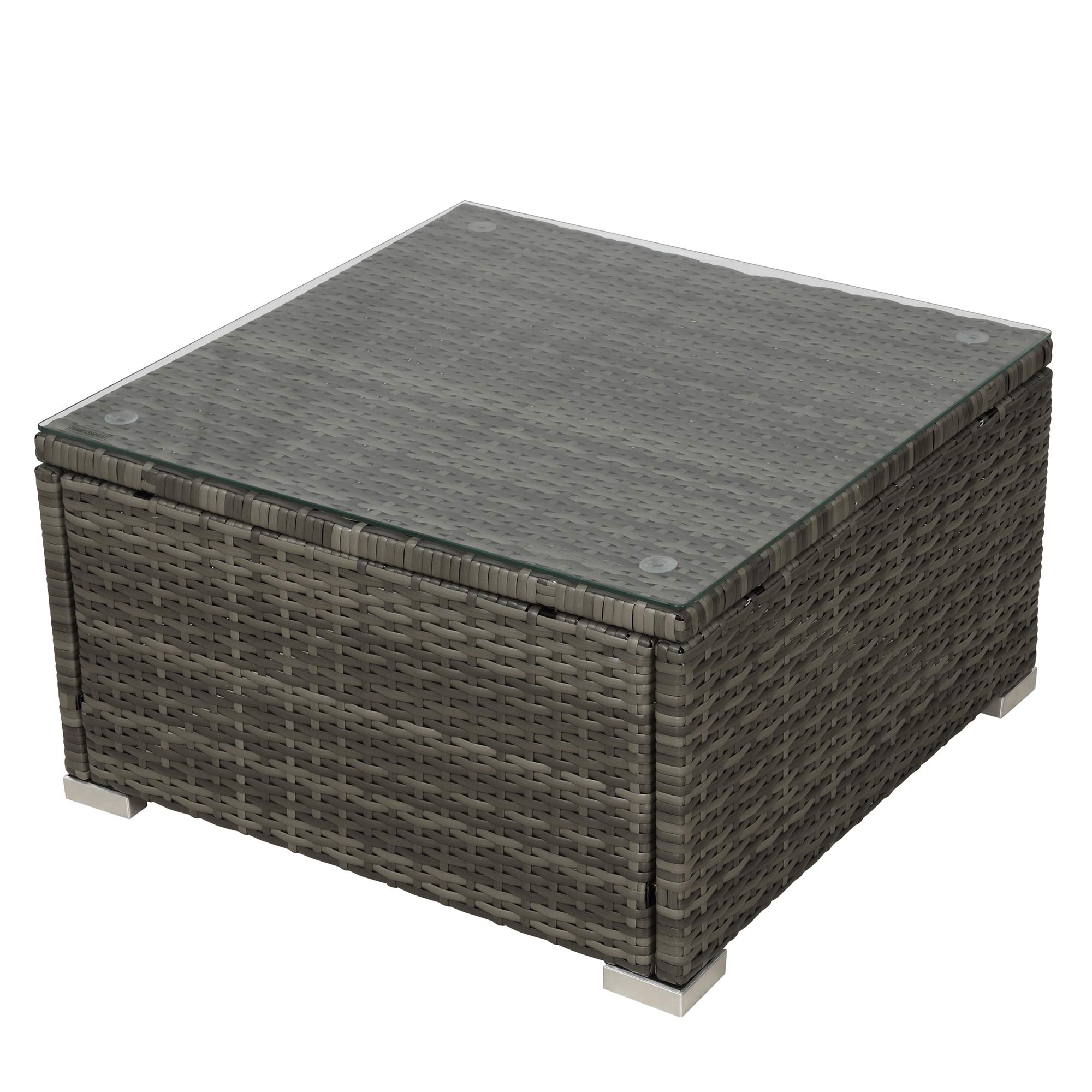 4-Piece Outdoor Cushioned PE Rattan Wicker Sectional Sofa Set with Coffee Table & Storage Ottoman - Waterproof Patio Furniture for Garden, Backyard, Poolside (Beige) - Perfect for Relaxing, Entertaining & Outdoor Lounging