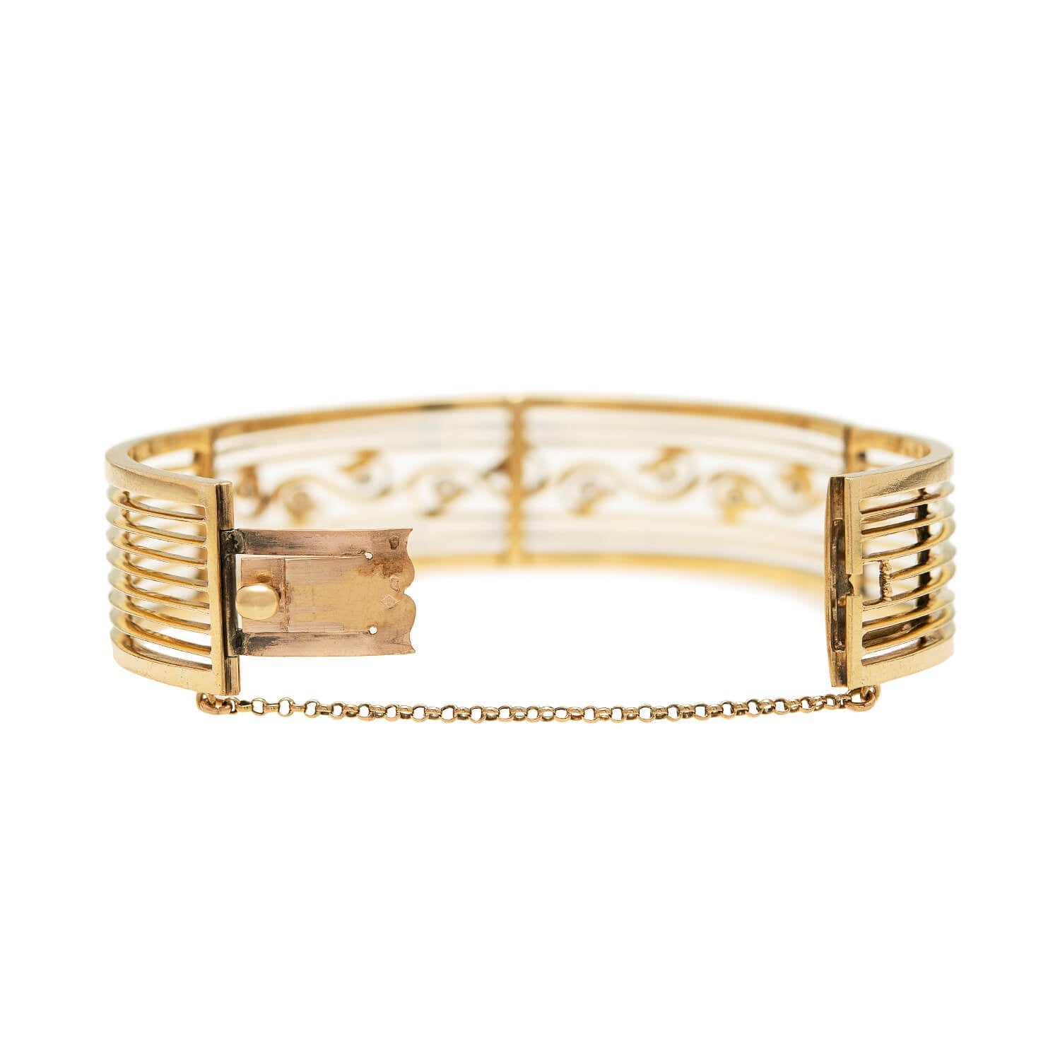 18K Victorian French Diamond Bangle Bracelet - Elegant Vintage Jewelry for Weddings, Anniversaries & Special Occasions