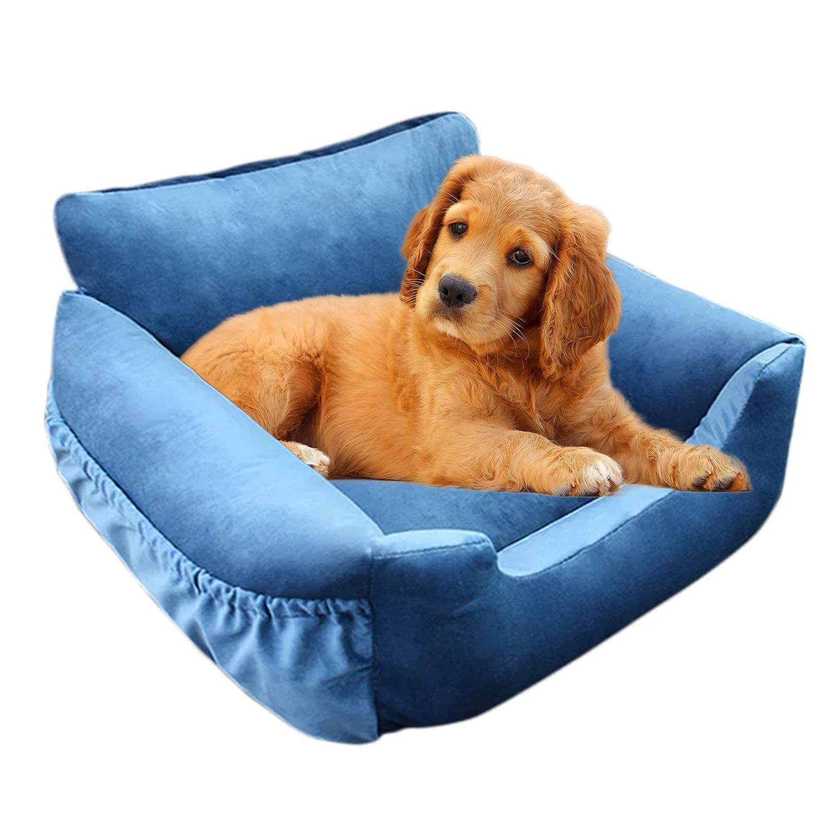 Dog Car Bed for Small Dogs & Cats - Washable Pet Booster Seat with Safety Leash & Storage Pocket | Travel Safety Carrier for Puppies | Perfect for Road Trips & Vet Visits