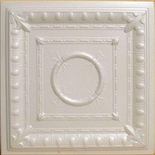 Ancona Antique White Prepainted Foam Ceiling Tiles - Easy Glue Up DIY Decorative Ceiling Panels for Home Renovation & Interior Design