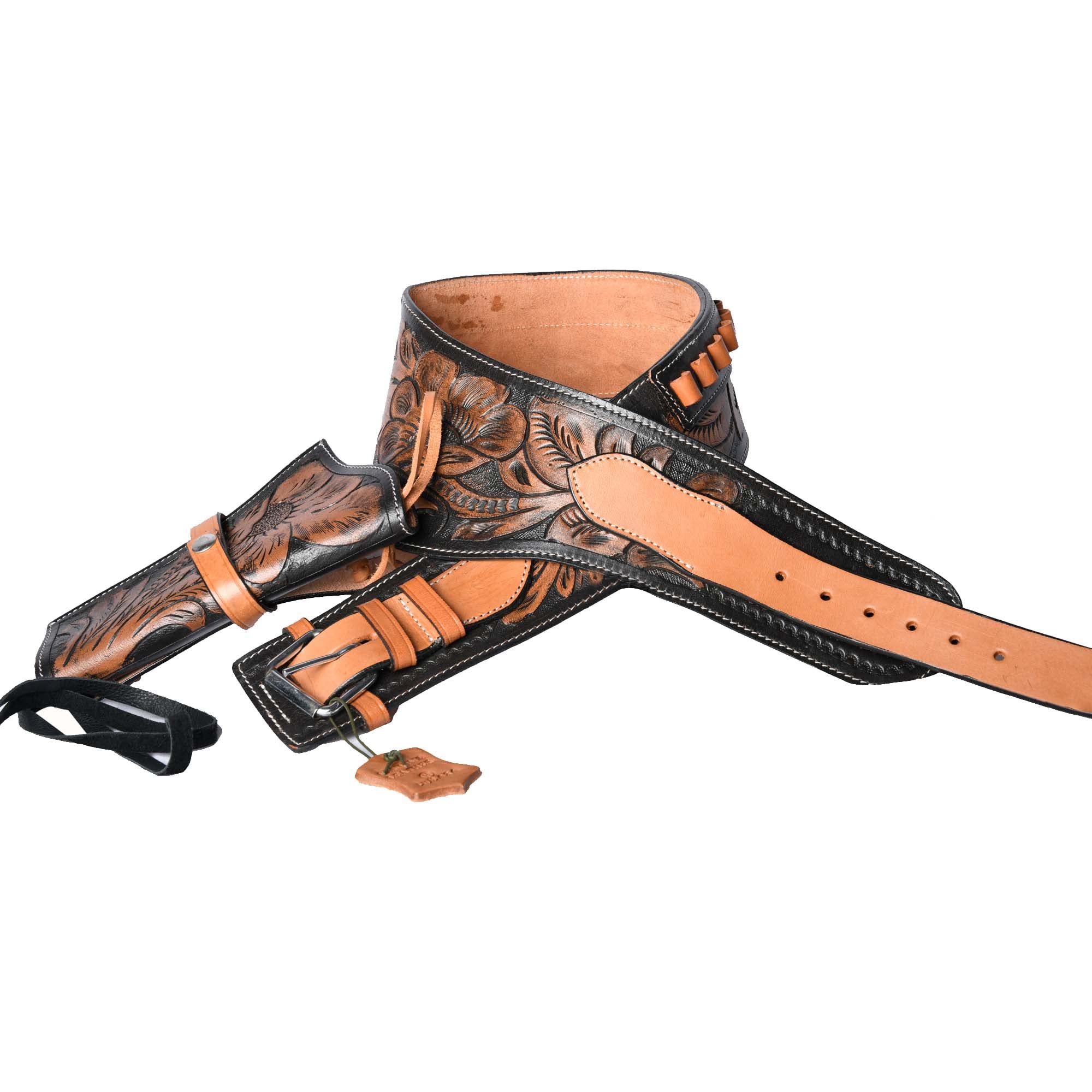Premium Full Grain Leather Western Gun Holster Belt for .38/.357 Cal Revolver - Handcrafted Cowboy Holster & Belt Set for Men - Perfect for Cowboy Action Shooting, Reenactments & Western Wear