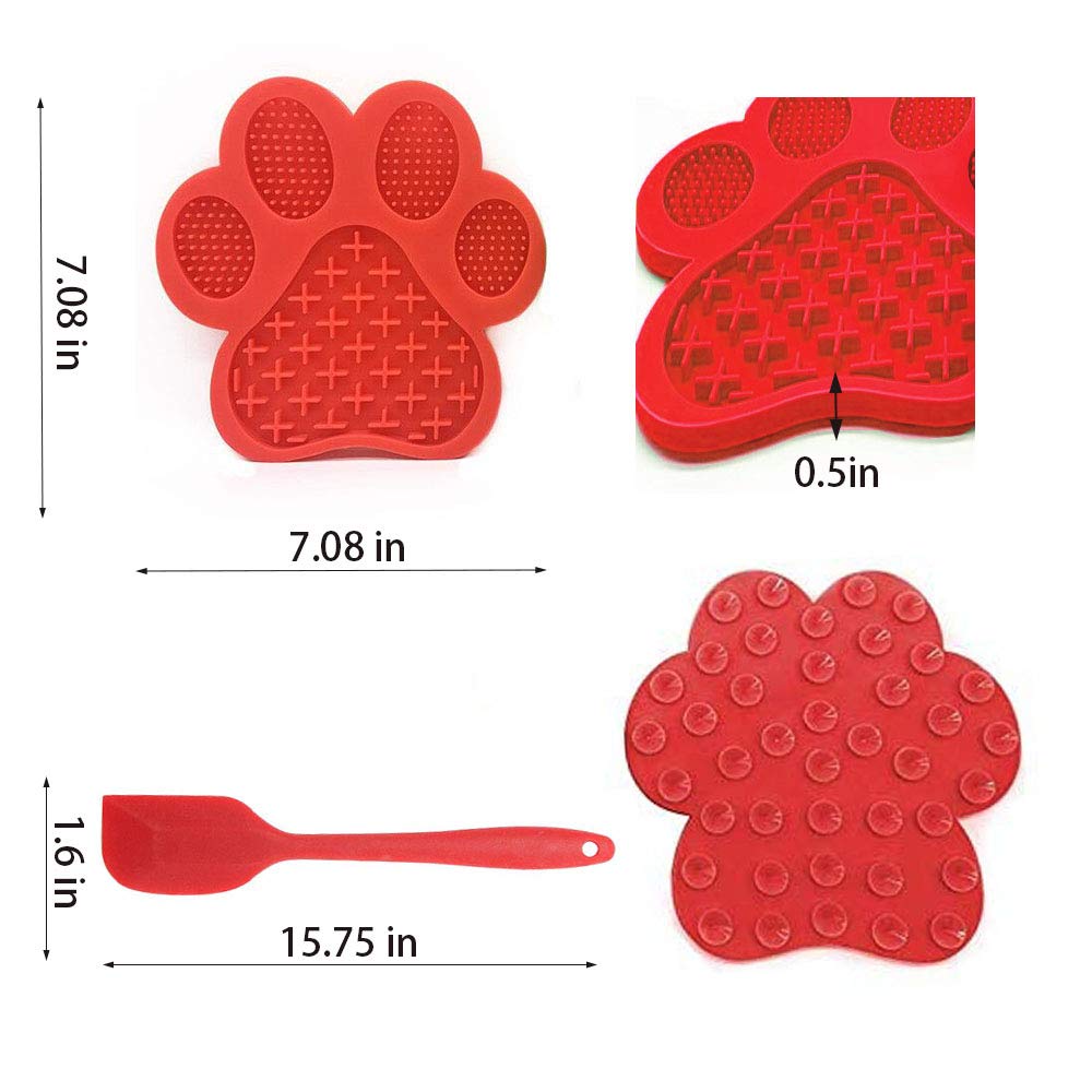 Dog Licking Mat for Anxiety Relief - Slow Feeder Dog Bowl with Peanut Butter - Non-Slip Suction Pad for Bathing, Grooming & Training - Red | Perfect for Anxious Pets, Mealtime Enrichment & Vet Visits