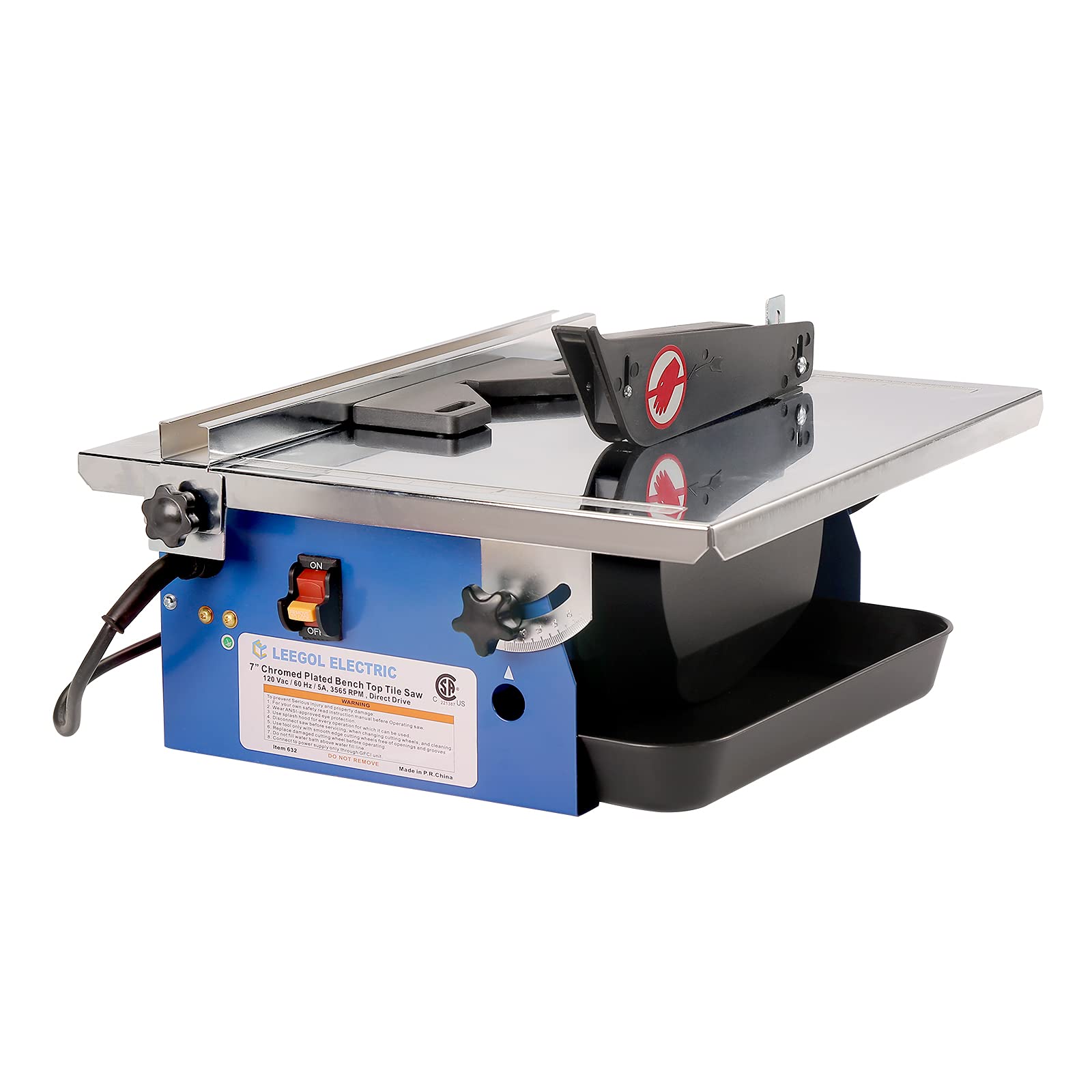 Leegol Electric 7-Inch Wet Tile Saw - Professional Ceramic & Porcelain Cutter with Water Cooling System - Perfect for DIY Home Renovation, Bathroom Remodeling & Floor Tile Installation