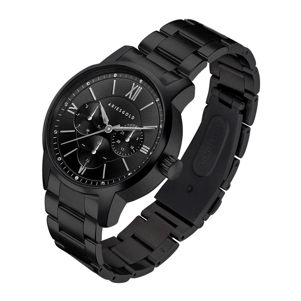 ARIES GOLD Urban Eternal Black Stainless Steel Women's Watch - Stylish & Durable Timepiece for Everyday Wear, Office, and Special Occasions