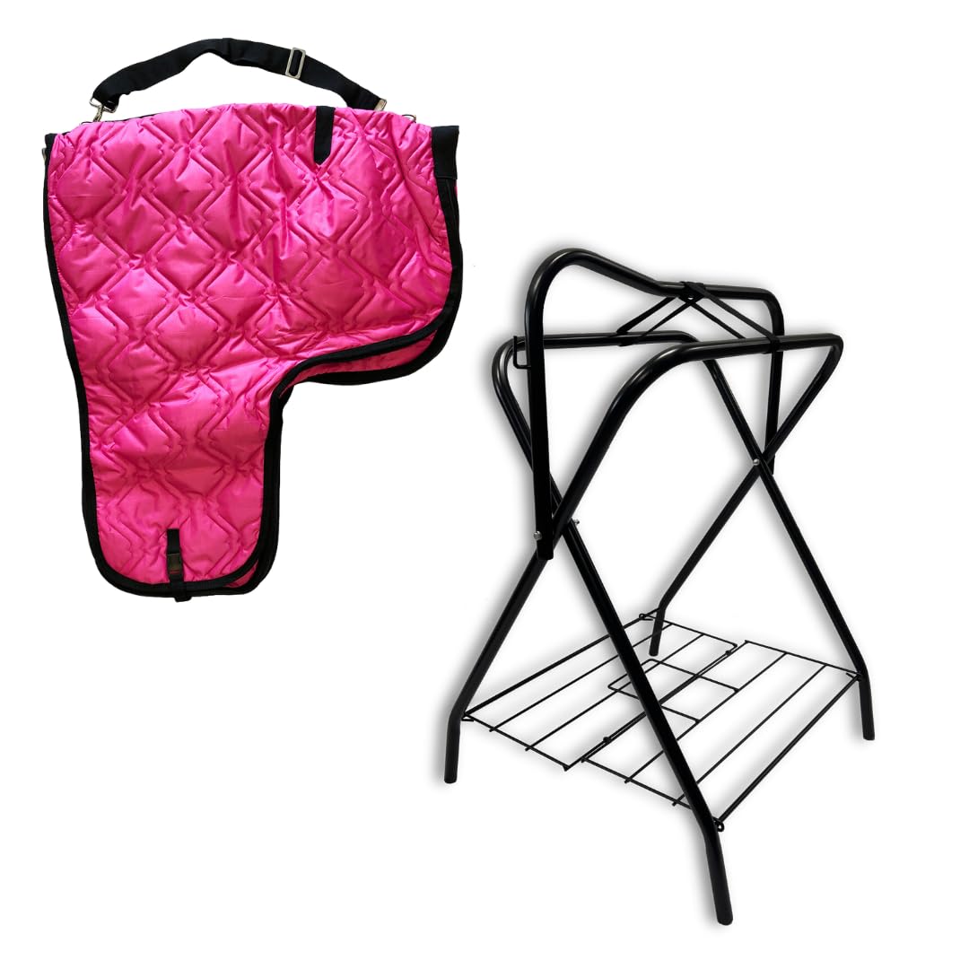 AJ Tack Freestanding Saddle Rack with Western Saddle Carrier - Heavy Duty Horse Equipment for Stable, Barn & Trailer Organization - Perfect for Equestrian Storage & Display
