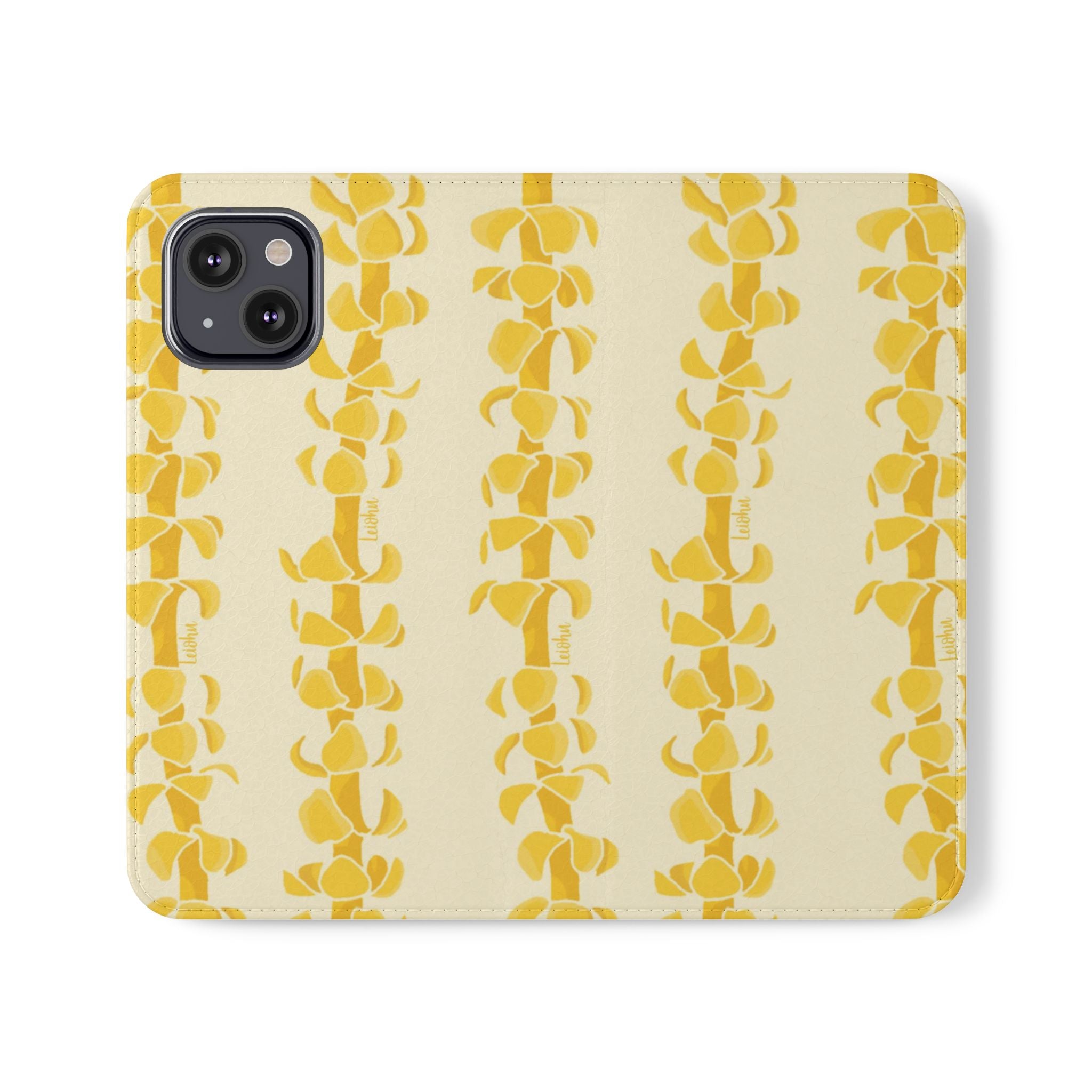 Puakenikeni Lei Folio Case - Premium Hawaiian Flower Phone Cover for iPhone & Samsung | Perfect for Travel, Weddings & Hawaiian-Themed Parties