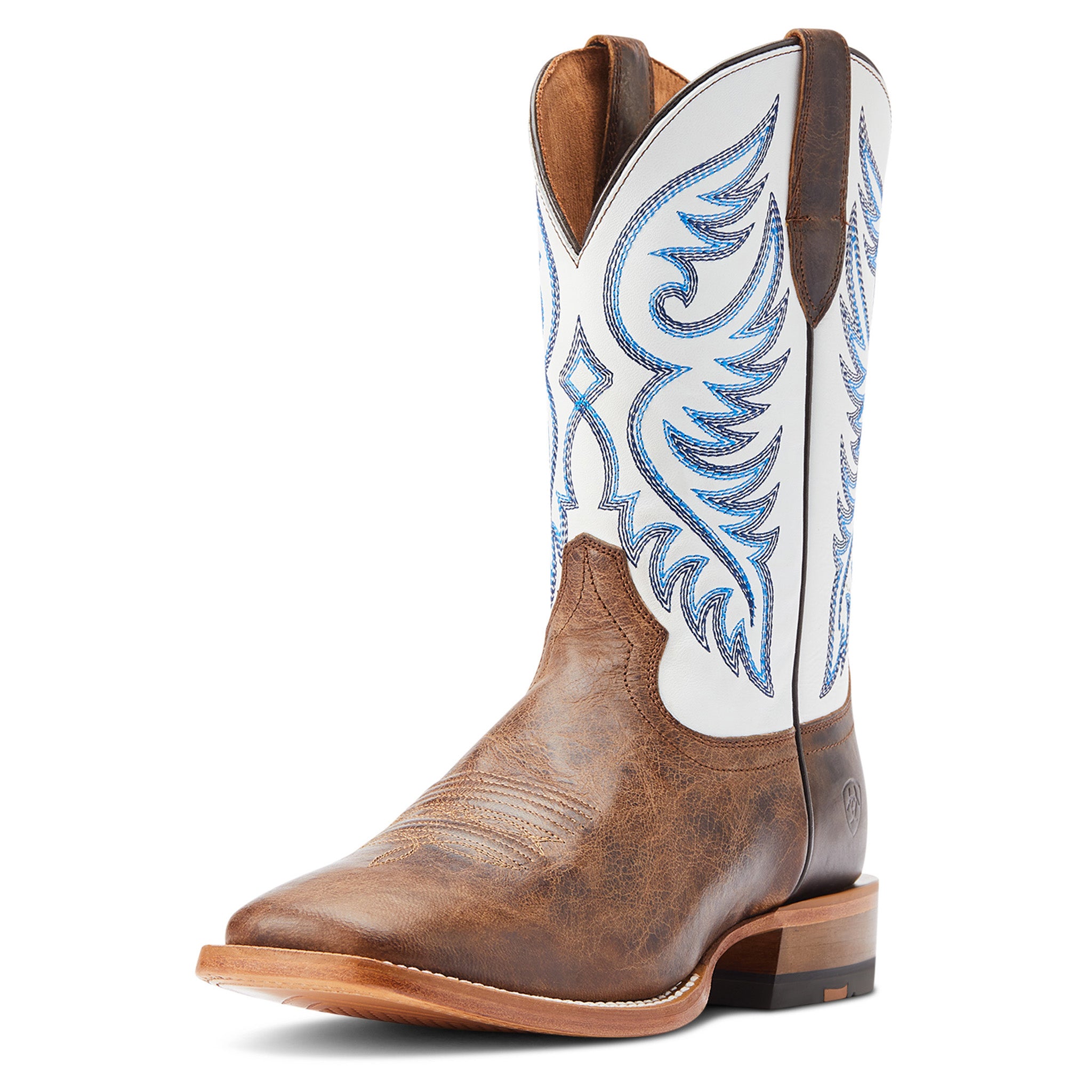 Ariat Men's Brown & Cream Wiley Square Toe Cowboy Boots - Durable Western Work Boots for Riding, Ranch Work & Outdoor Activities