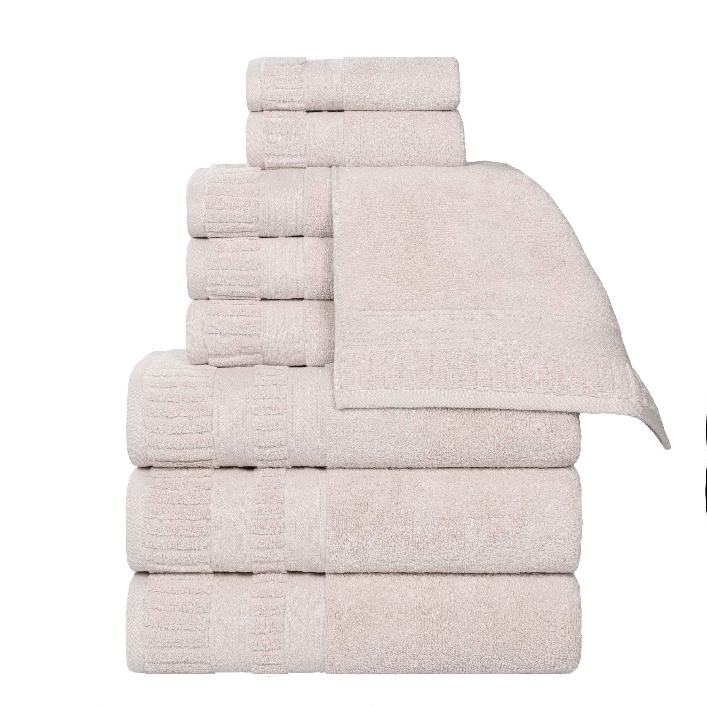 Venice Zero Twist Cotton Medium Weight Absorbent 9-Piece Towel Set | Soft & Quick-Drying Bath Towels for Spa, Gym & Luxury Home Use
