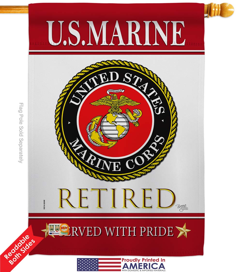 USMC Semper Fi Garden House Flags Kit - Double-Sided 28x40 Inch Military Veteran Yard Banner - Made in USA - Perfect for Patriotic Home Decor, Armed Forces Tribute & Veteran Retirement Gifts