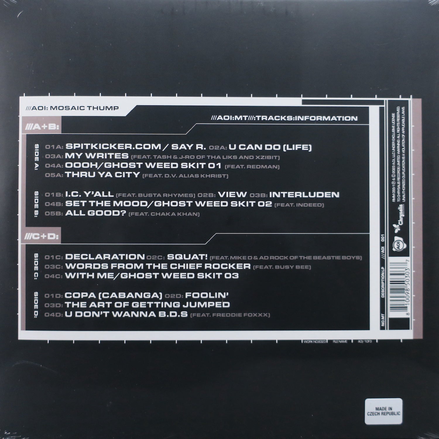 DE LA SOUL 'Art Official Intelligence: Mosaic Thump' Vinyl 2LP (2000 Hip Hop Album) - Perfect for Music Collectors & Vinyl Enthusiasts