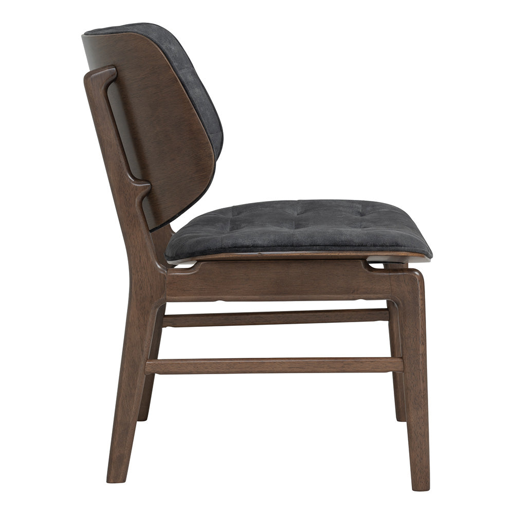 HEATH Lounge Chair - Modern Walnut Wood & Charcoal Fabric Accent Chair for Living Room, Bedroom, Office - Comfortable Reading Chair with Ergonomic Design for Relaxing & Lounging