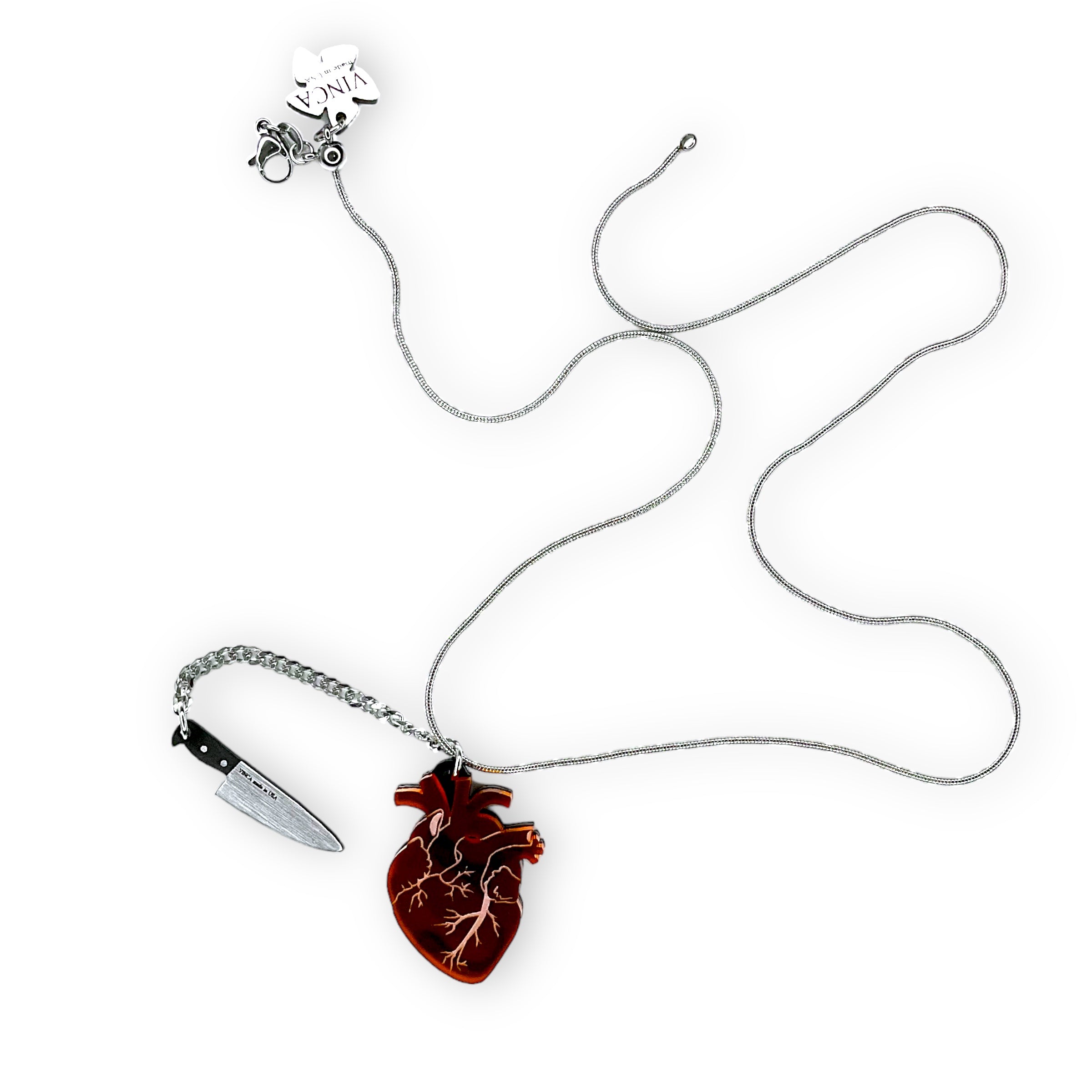 Chopped Heart Necklace - Unique Gothic Jewelry for Women, Stainless Steel Pendant with Adjustable Chain, Perfect for Valentine's Day Gifts, Gothic Fashion, and Alternative Style Accessories