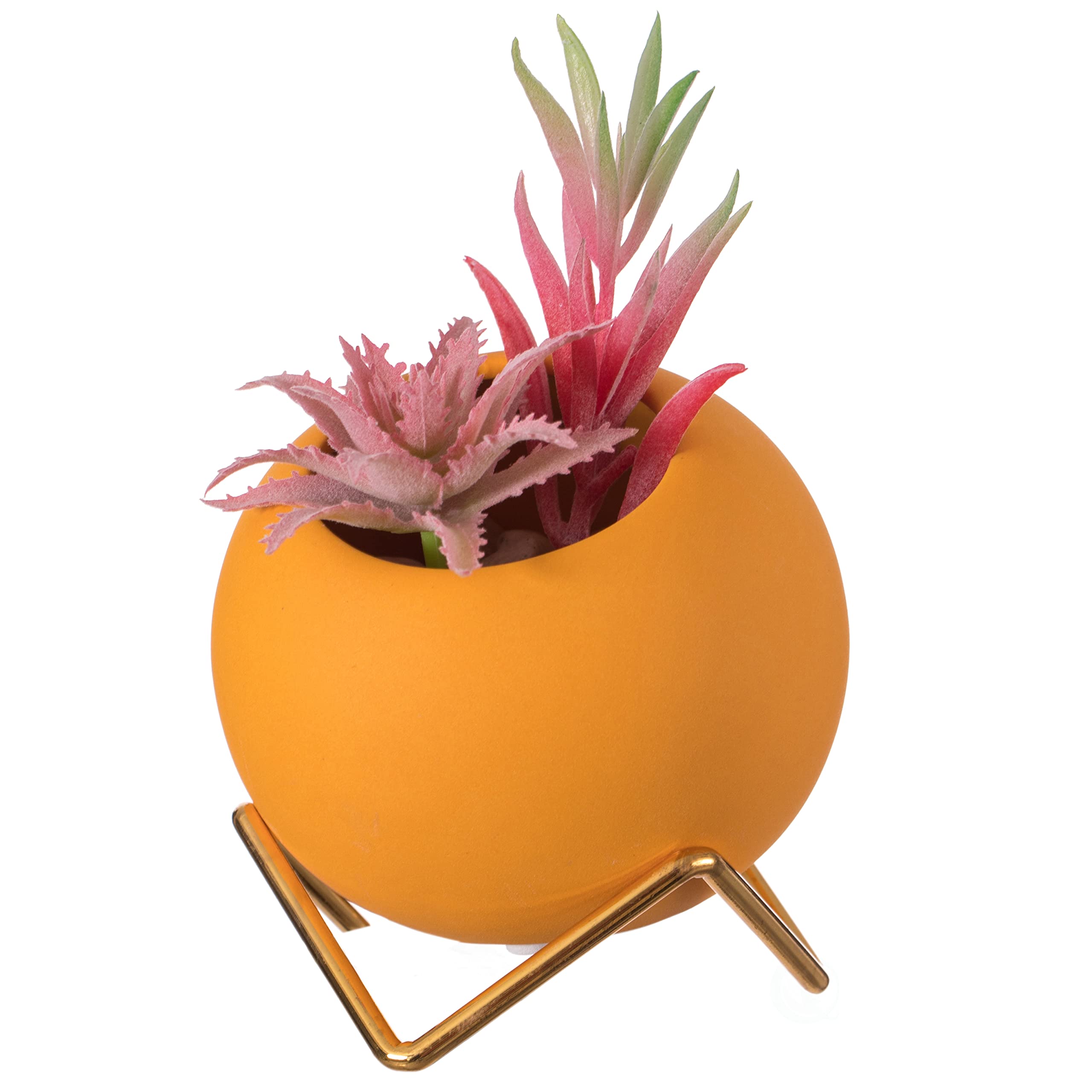 Modern Small Ceramic Flower Vase - Yellow Home Decor for Living Room, Office Desk, Dining Table & Entryway | Perfect for Fresh Flowers, Centerpieces & Interior Design Accents