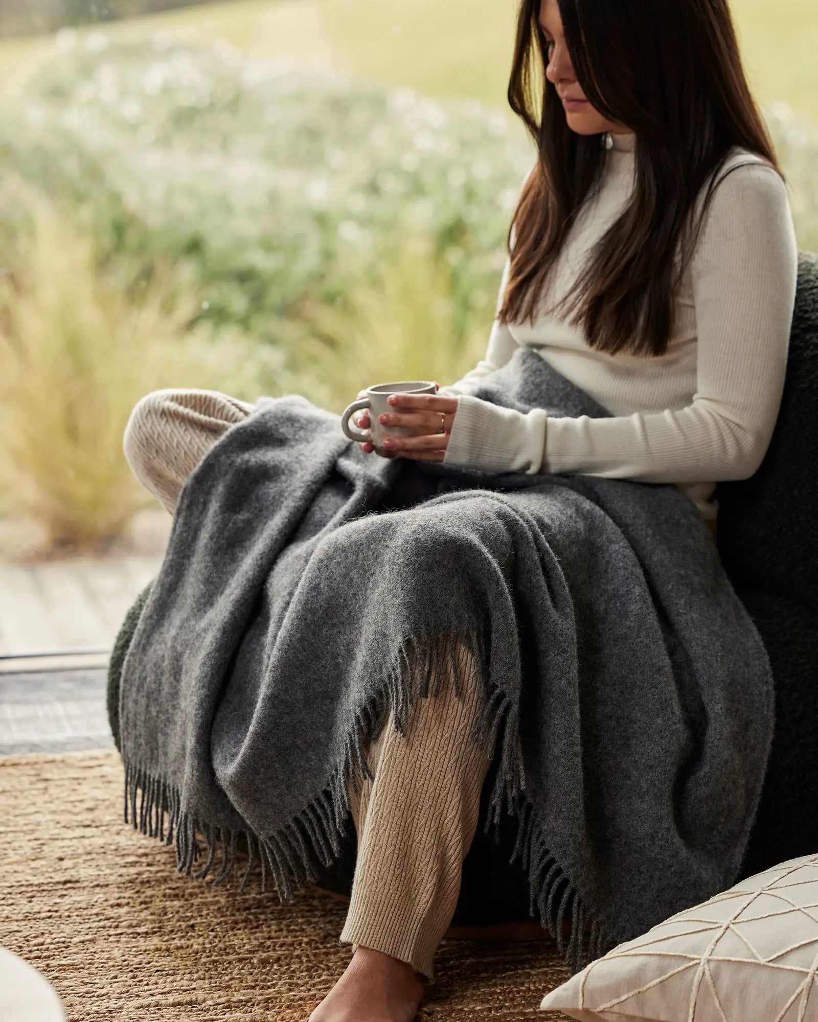 Premium Nevis Throw Blanket - Soft & Cozy Charcoal Grey Knit Blanket for Couch, Bed & Home Decor | Perfect for Living Room, Bedroom & Gifting