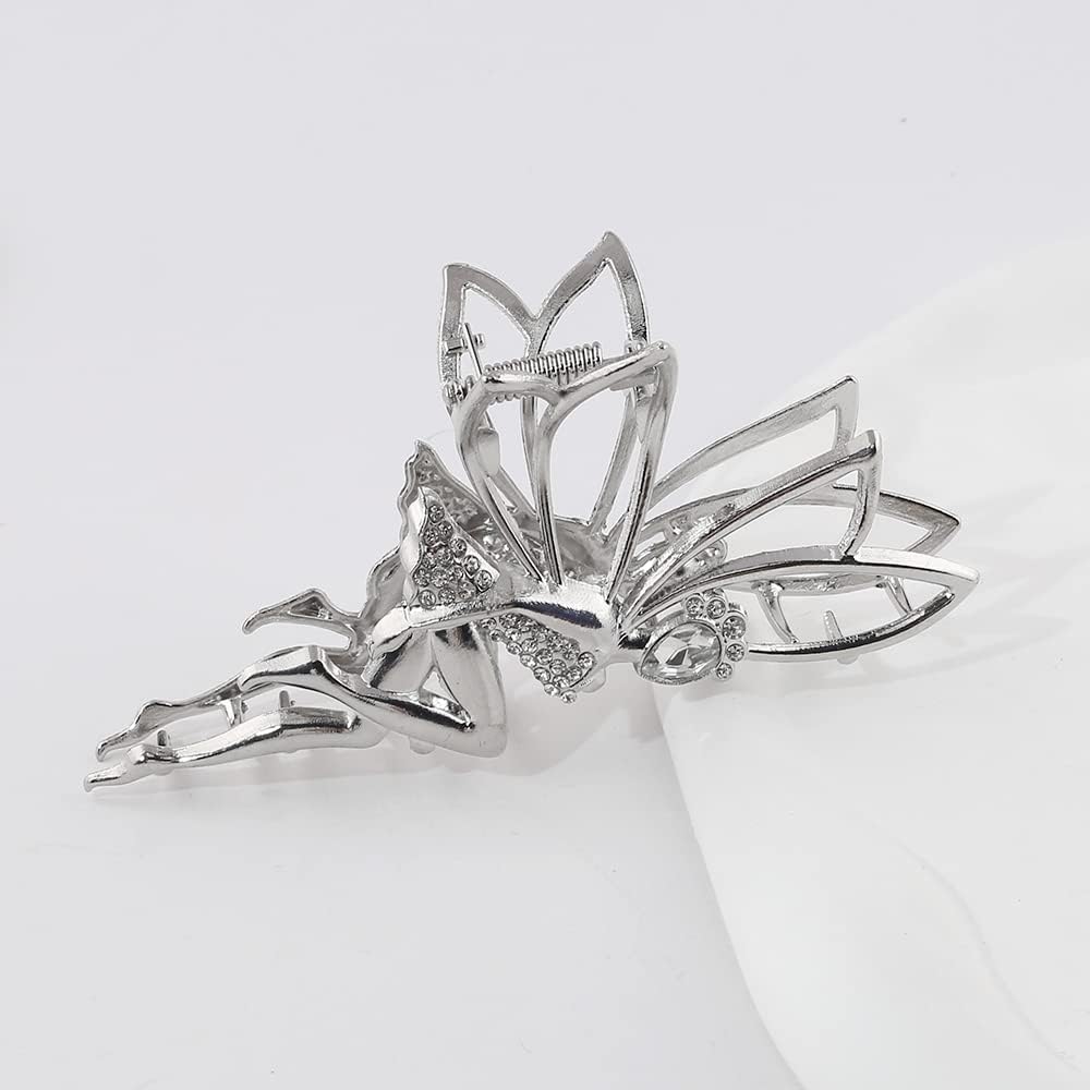 INHEAVEN Silver Metal Hair Clips for Women - Non-Slip Jumbo Hair Claw Clips (Type A) - Perfect for Thick Hair, Updos, Ponytails & Everyday Styling