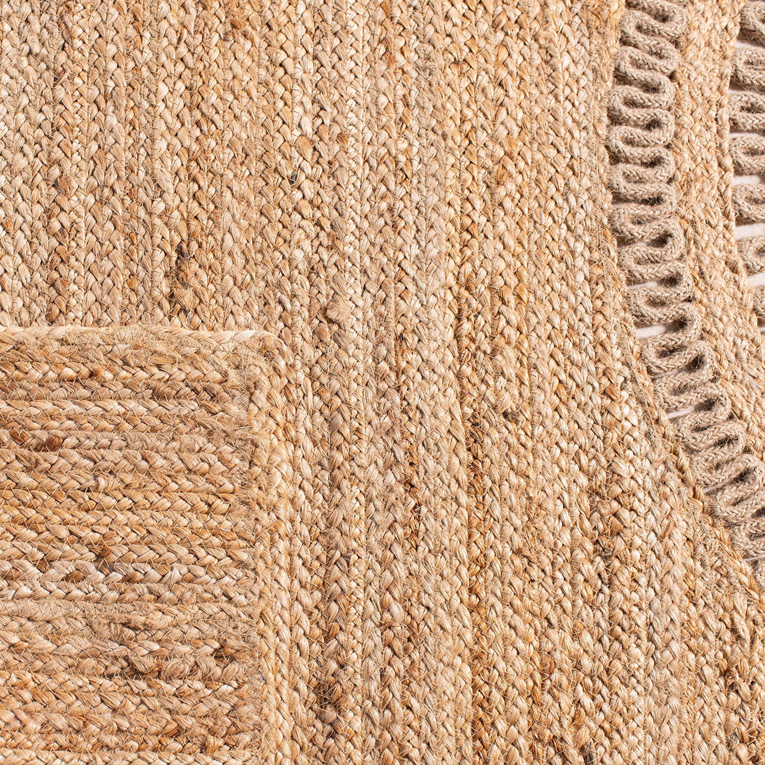 SAFAVIEH Natural Fiber Collection 6' Square Beige NF372B Handmade Boho Farmhouse Jute Area Rug - Perfect for Living Room, Bedroom & Boho Decor