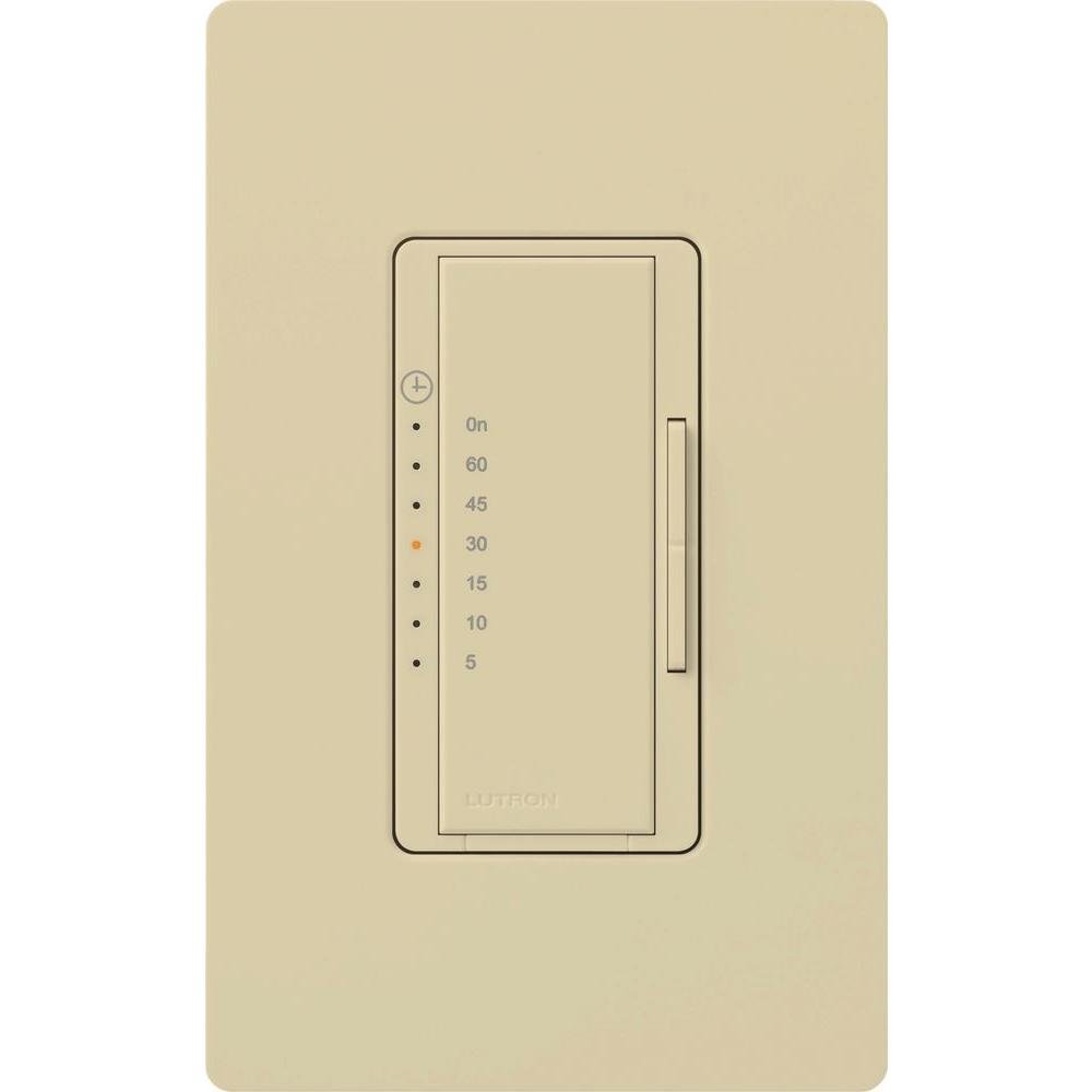 Lutron Maestro MA-T51MN-IV Countdown Timer Switch for Fans & Lights - 3A/150W LED Bulbs, Single-Pole/Multi-Location - Ivory - Perfect for Bathrooms, Bedrooms & Home Automation