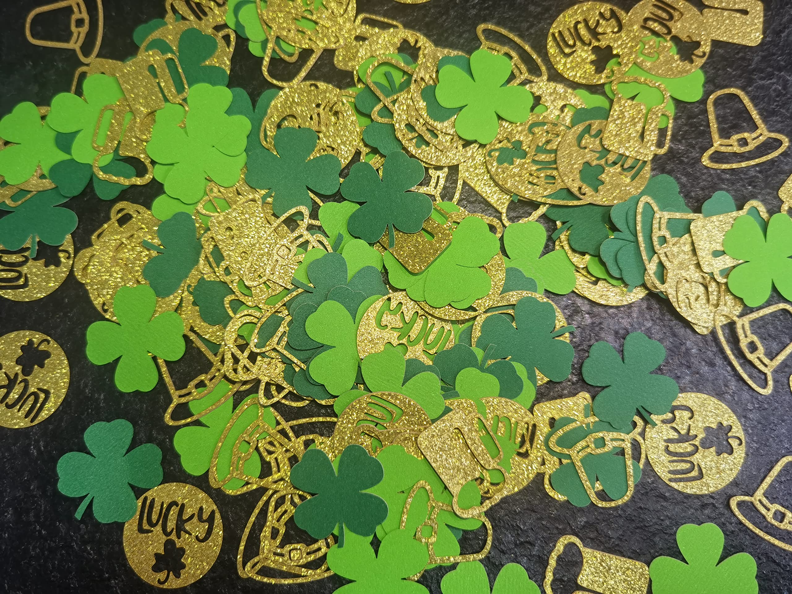 200Pcs St. Patrick's Day Shamrock Confetti - Green Glitter Table Decorations for Party Supplies, Irish Themed Celebrations, DIY Crafts & Home Decor