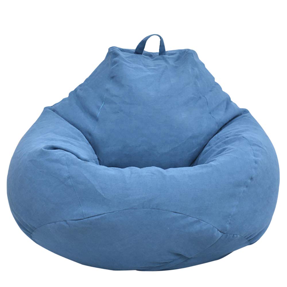 Premium Bean Bag Chair Cover (No Filler Included) - Large High Back Lounger Storage Sack for Adults & Kids - Soft Washable Fabric - Perfect for Living Room, Bedroom, Game Room & Dorm Decor (Blue, Medium Size)