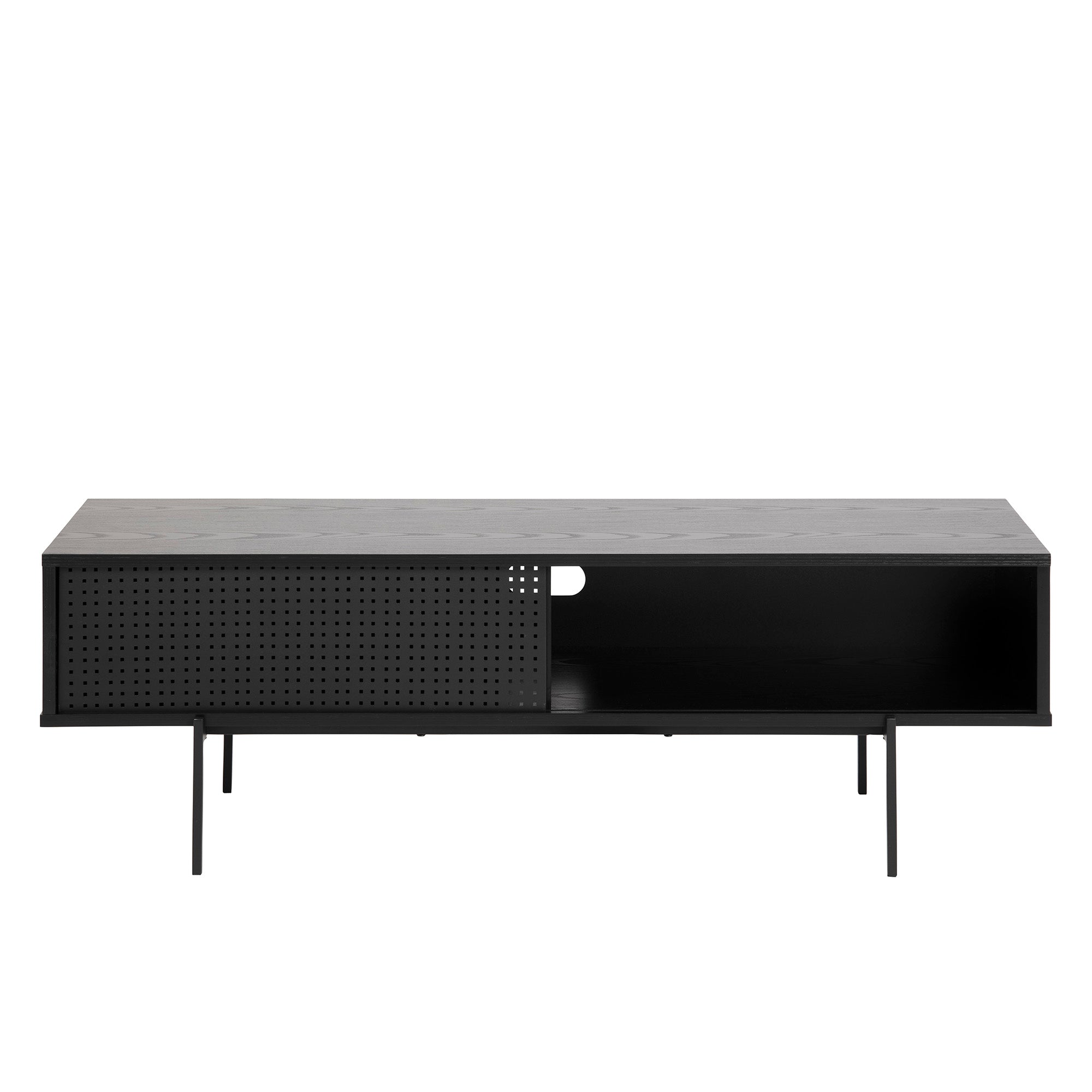 KREMAN 140cm Black TV Stand with Storage - Modern Entertainment Center for Living Room, Bedroom & Home Theater