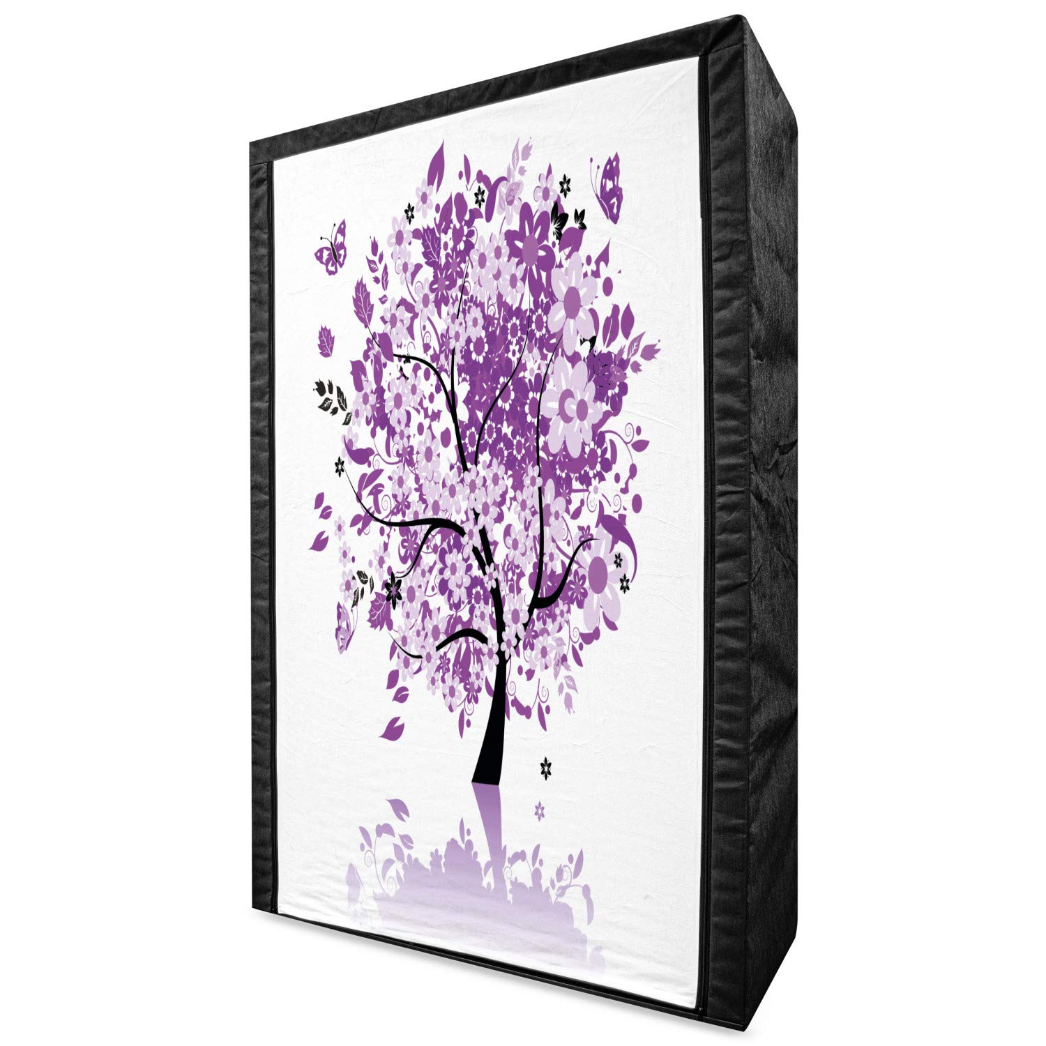 Ambesonne Portable Fabric Wardrobe - Spring Tree of Life Design with Blooming Flowers & Butterflies, 42.5