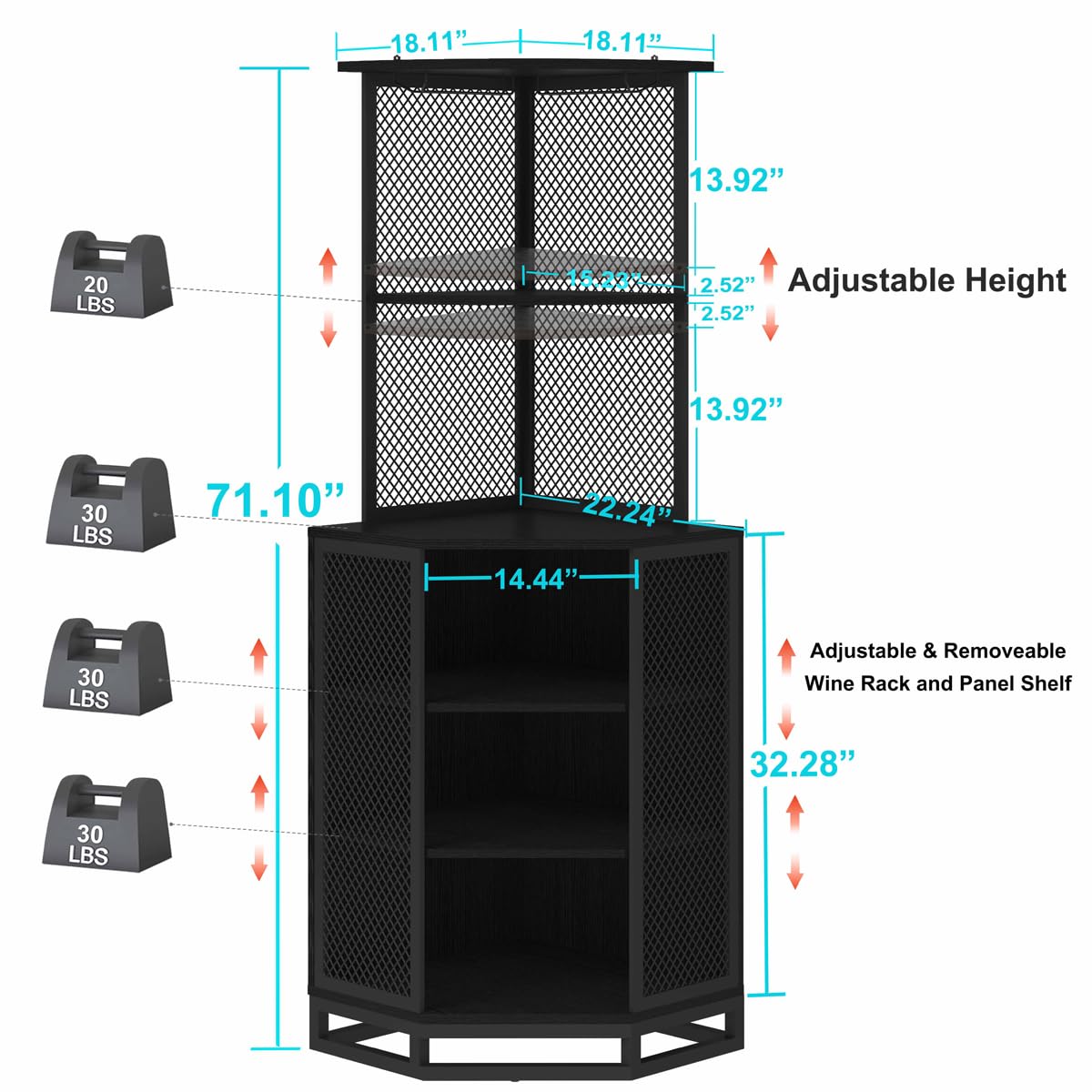 IBF 5-Tier Industrial Corner Bar Cabinet - 71